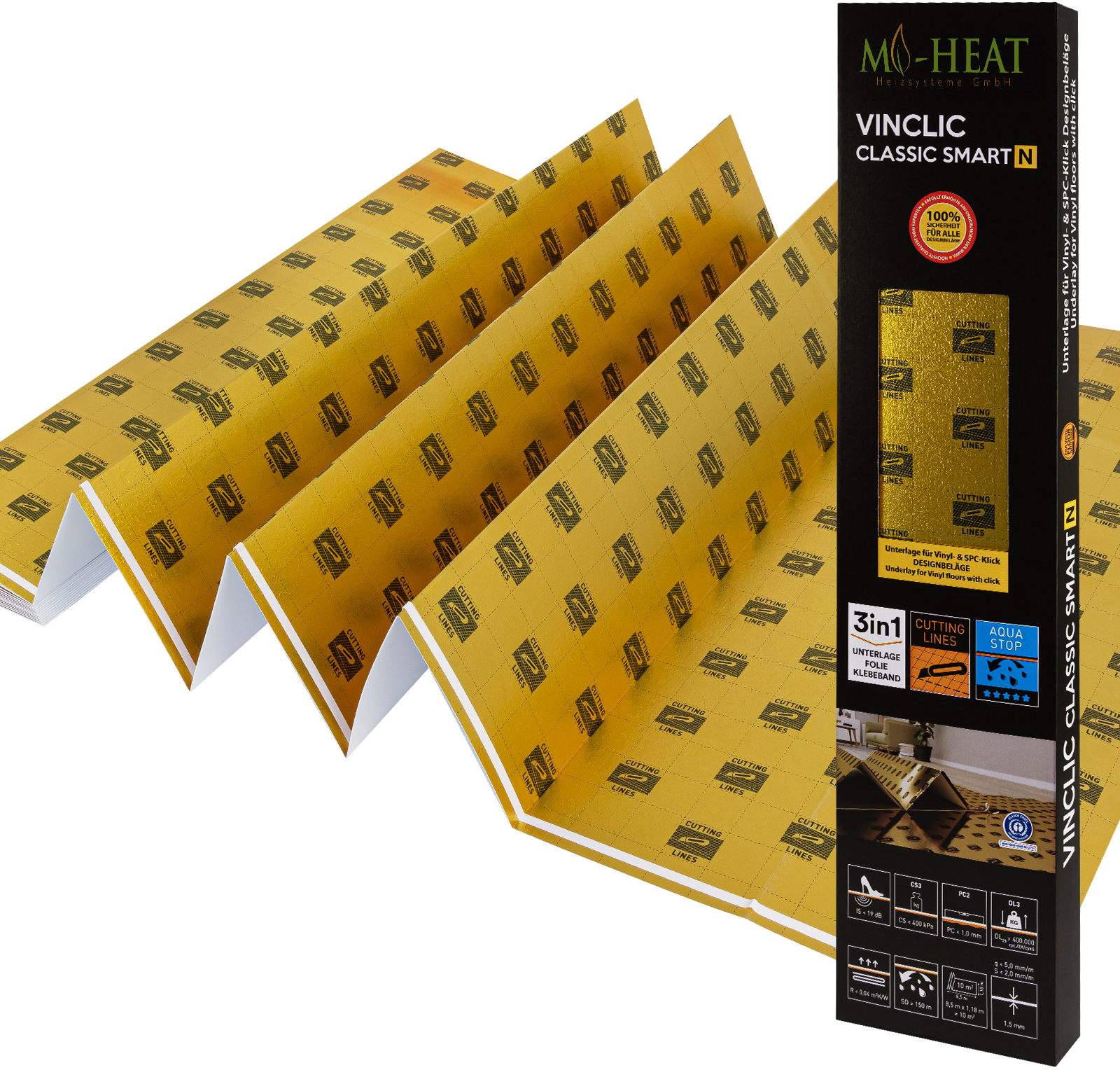 Mi-Heat Heizfilm Unterlage Dämmung mit Dampfsperre und Antirutsch-Oberfläche 530 x 118 x 0,15