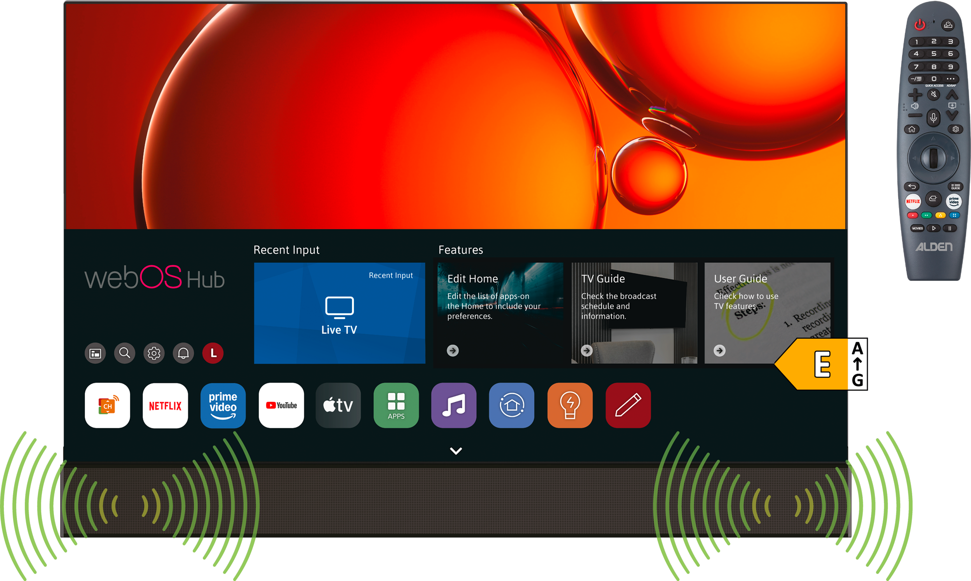 Alden Smartwide SoundPro LED-TV mit Full-HD Display und integrierter Stereo-Soundbar