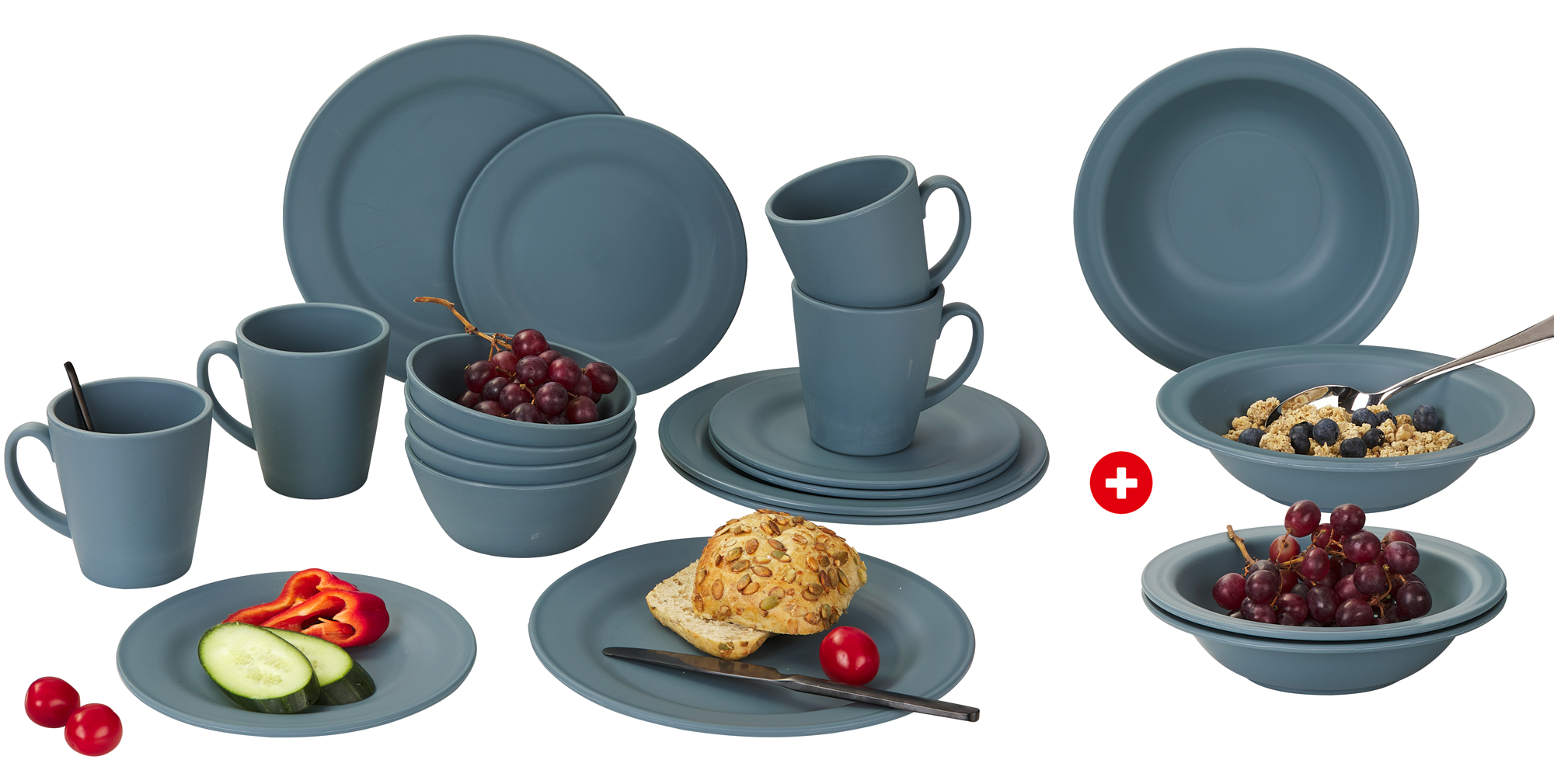 Berger Kynne Geschirr-Set & Suppenteller 16+4-tlg. blau für 4 Personen