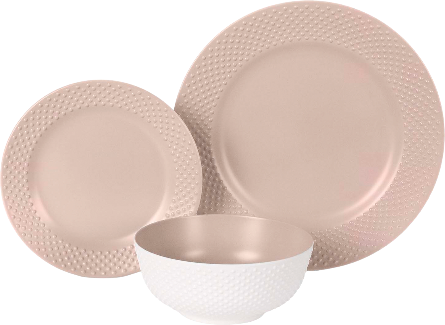 Flamefield NanoPlate Geschirrset 12-teilig Rosé - Kunststoff und Melamin Geschirr-Sets