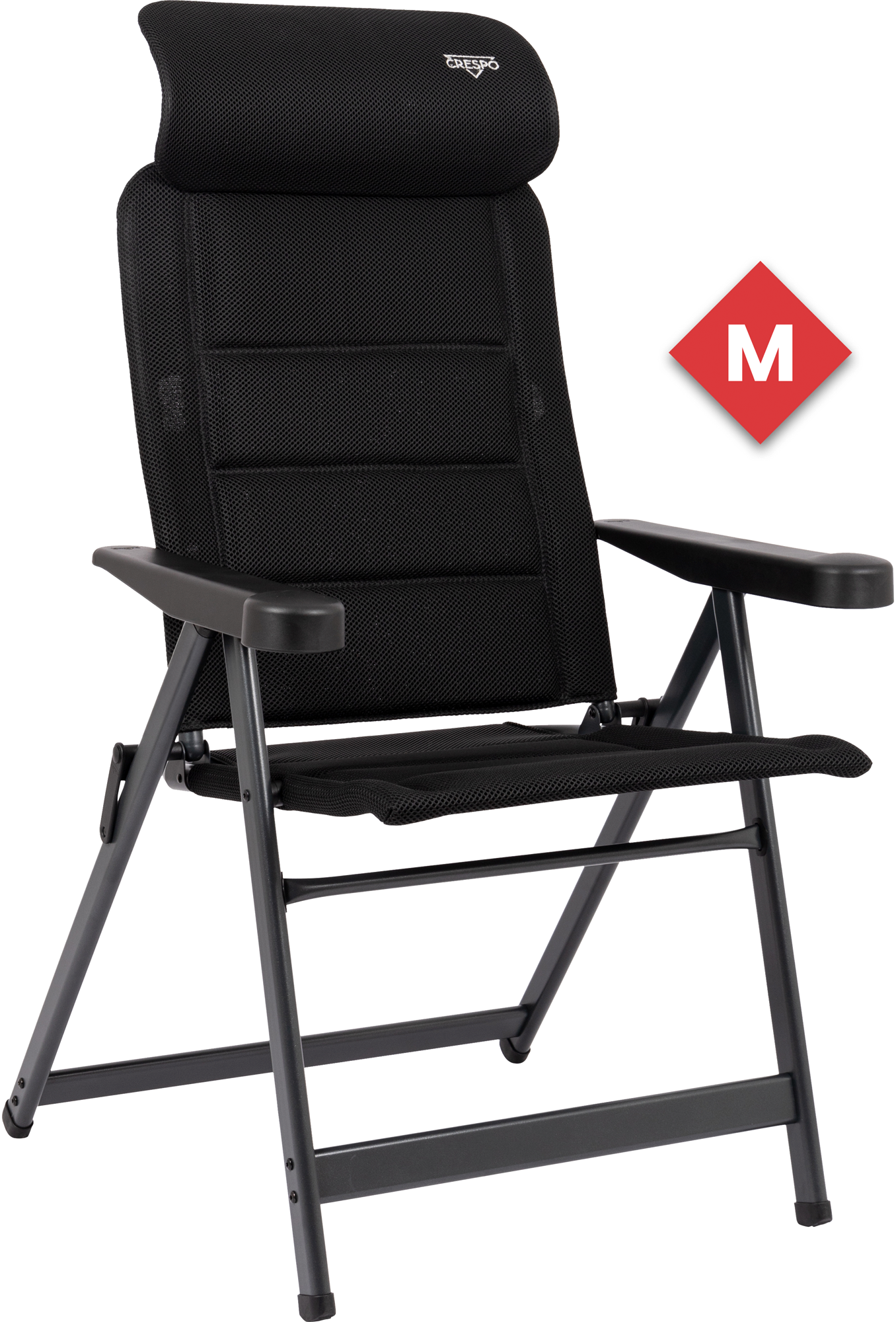 Crespo Air Deluxe Compact AP/237 Campingstuhl mit verstellbarer Rückenlehne und Kopfstütze M schwarz - Klappstühle
