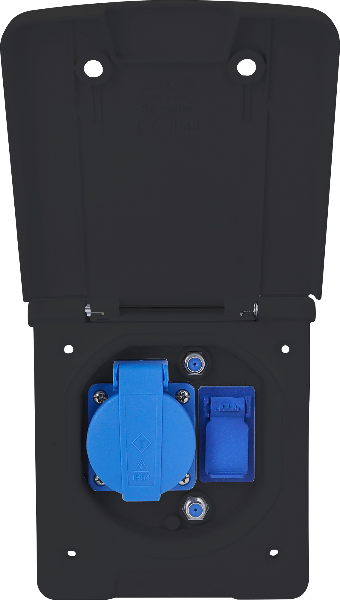 Schwabe Caravan-Vorzelt Multifunktionsdose inkl 1x Schutzkontaktsteckdose 230 V / 2x SAT-Steckdosen / 1x USB-A / 1x USB-C schwarz - 230 V Steckdosen von AS-Schwabe