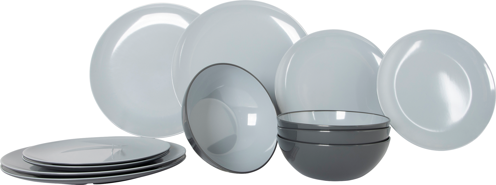 Gimex Vivid Line Geschirr-Set 12-tlg. grau für 4