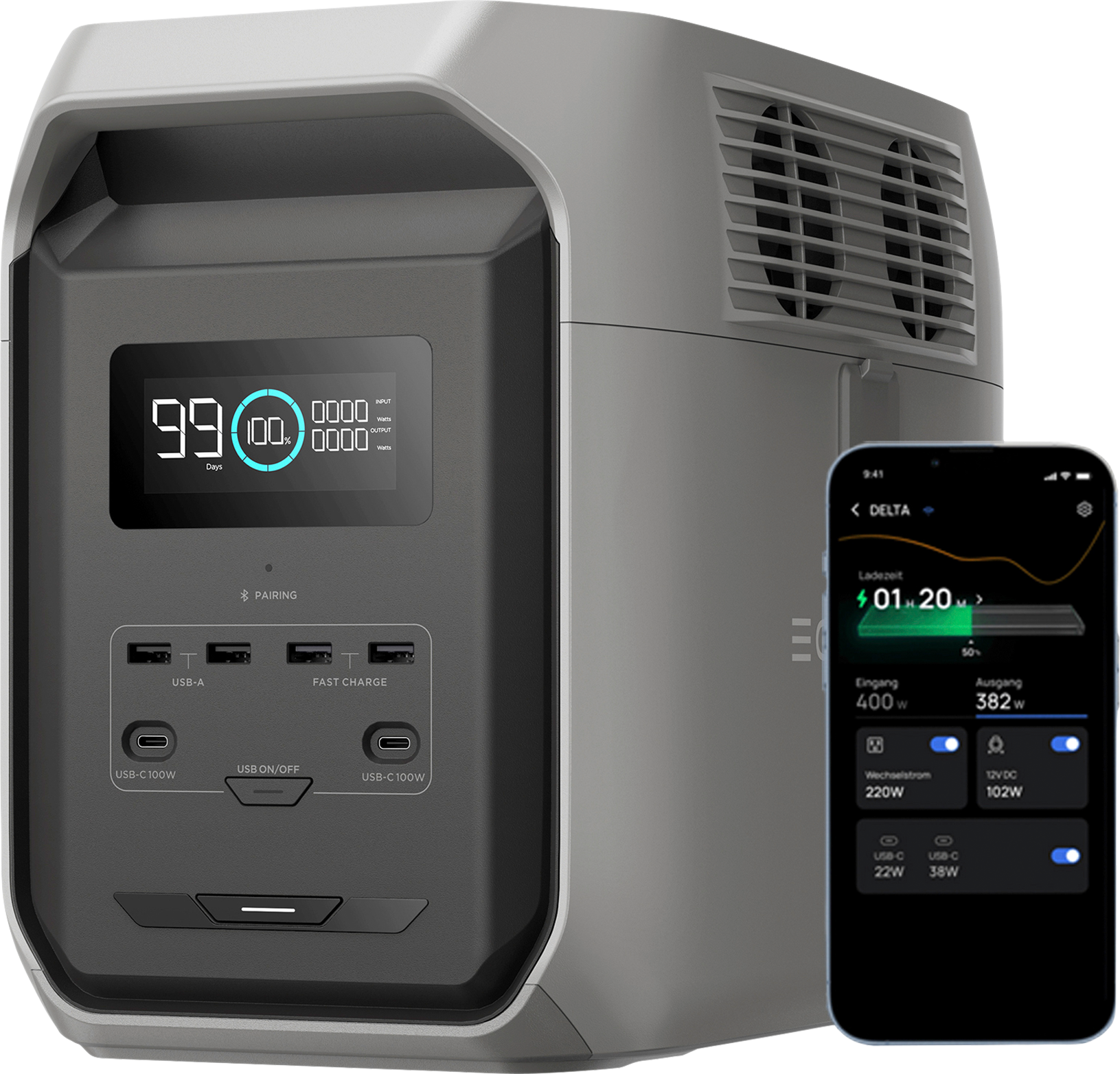 Ecoflow Powerstation Delta 3 Grau 1500 Wh