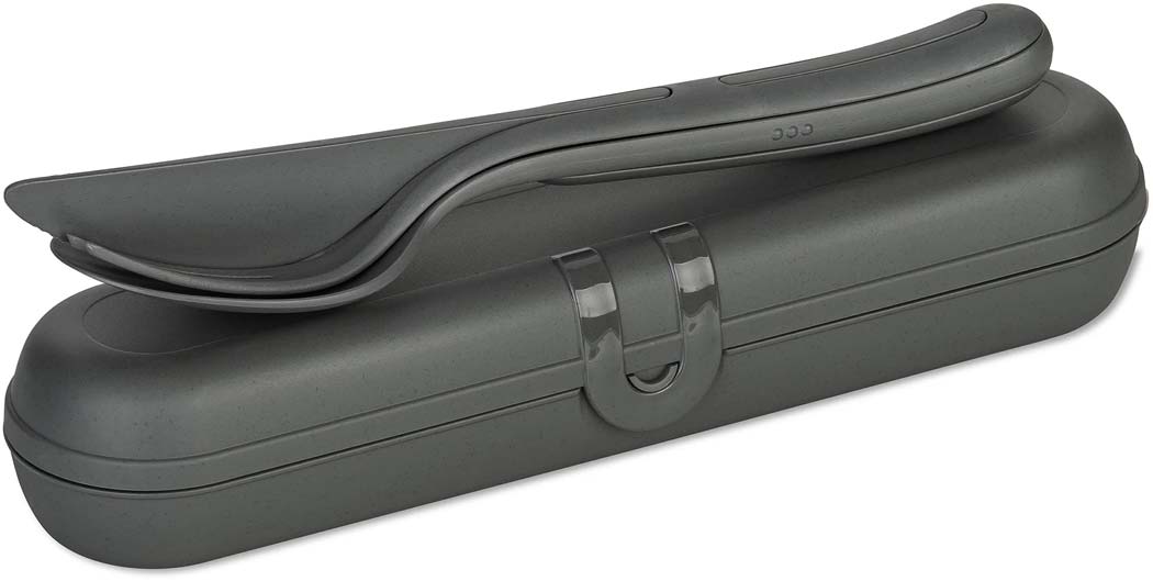 Koziol Besteck Etui + Besteckset KLIKK READY 2er-Set Nature Ash Grey               