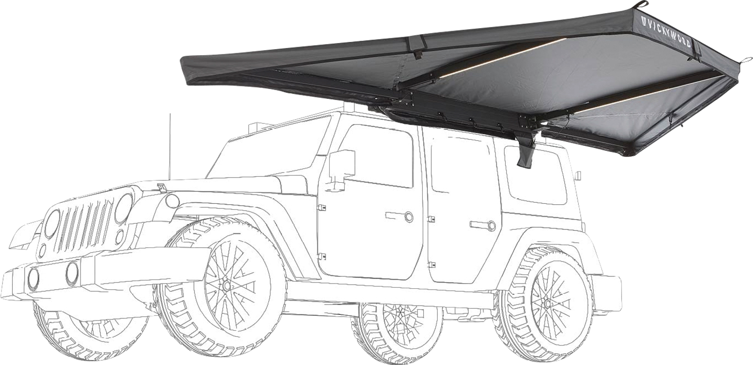 Vickywood Leaf 180° Heckmarkise Kompakte Auto-Markise 150 cm mit LED-Beleuchtung - Sonnensegel & Vordächer