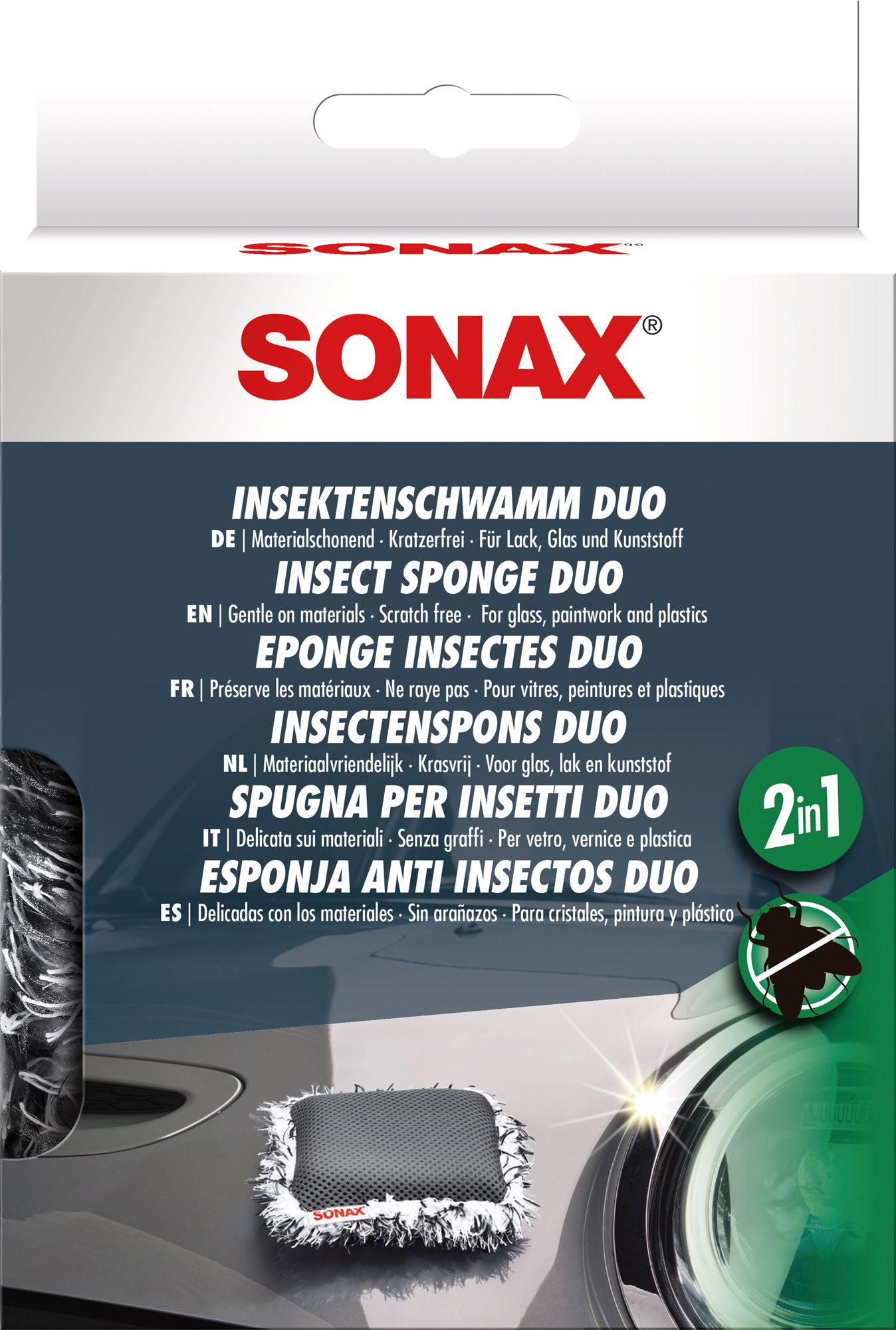 SONAX Insektenschwamm mit Netzstruktur und Mikrofaser 2 in