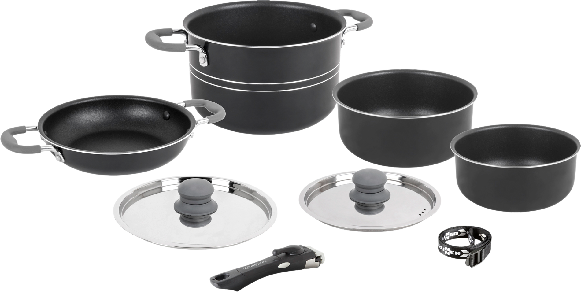 Brunner Topfset Flavor 7+1 teilig inklusive Befestigungsgurt Ø 22 cm - Kochgeschirr-Sets