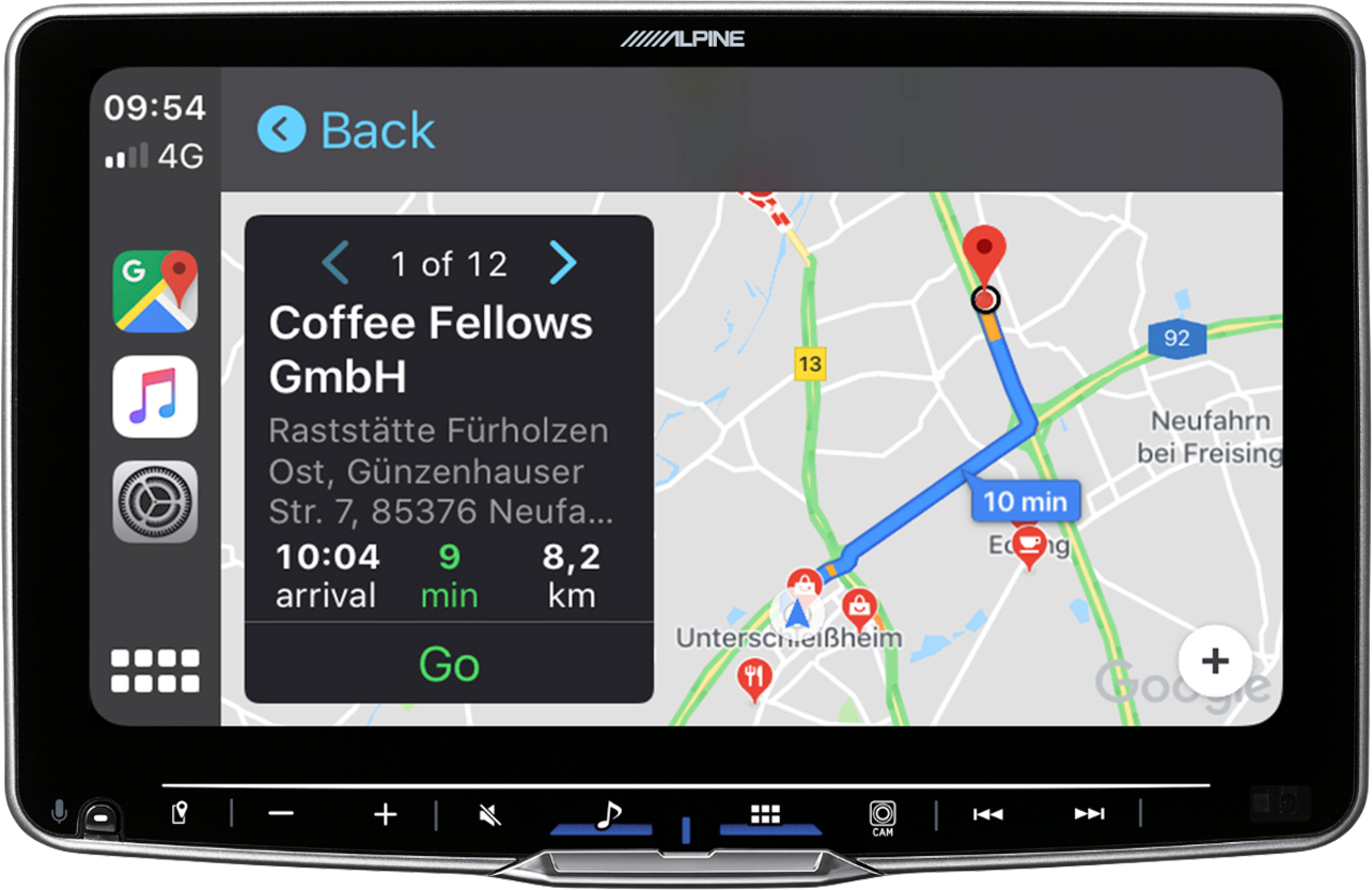 Alpine 9inch Display mit 1-DIN Body; Apple CarPlay Wireless und Android Auto