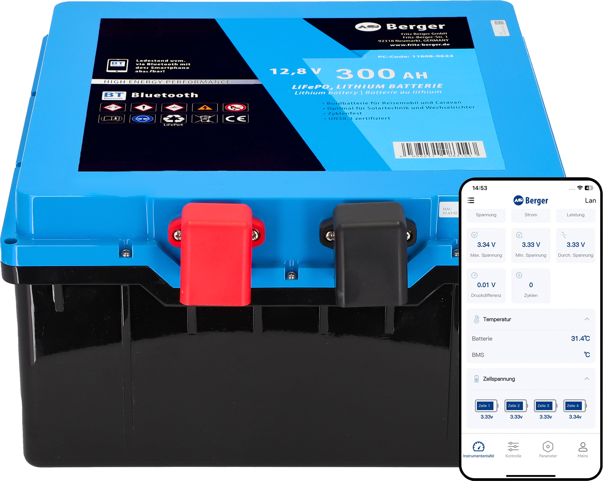 Berger LiFePO4 Lithium Untersitz Batterie 300 Ah mit MwSt