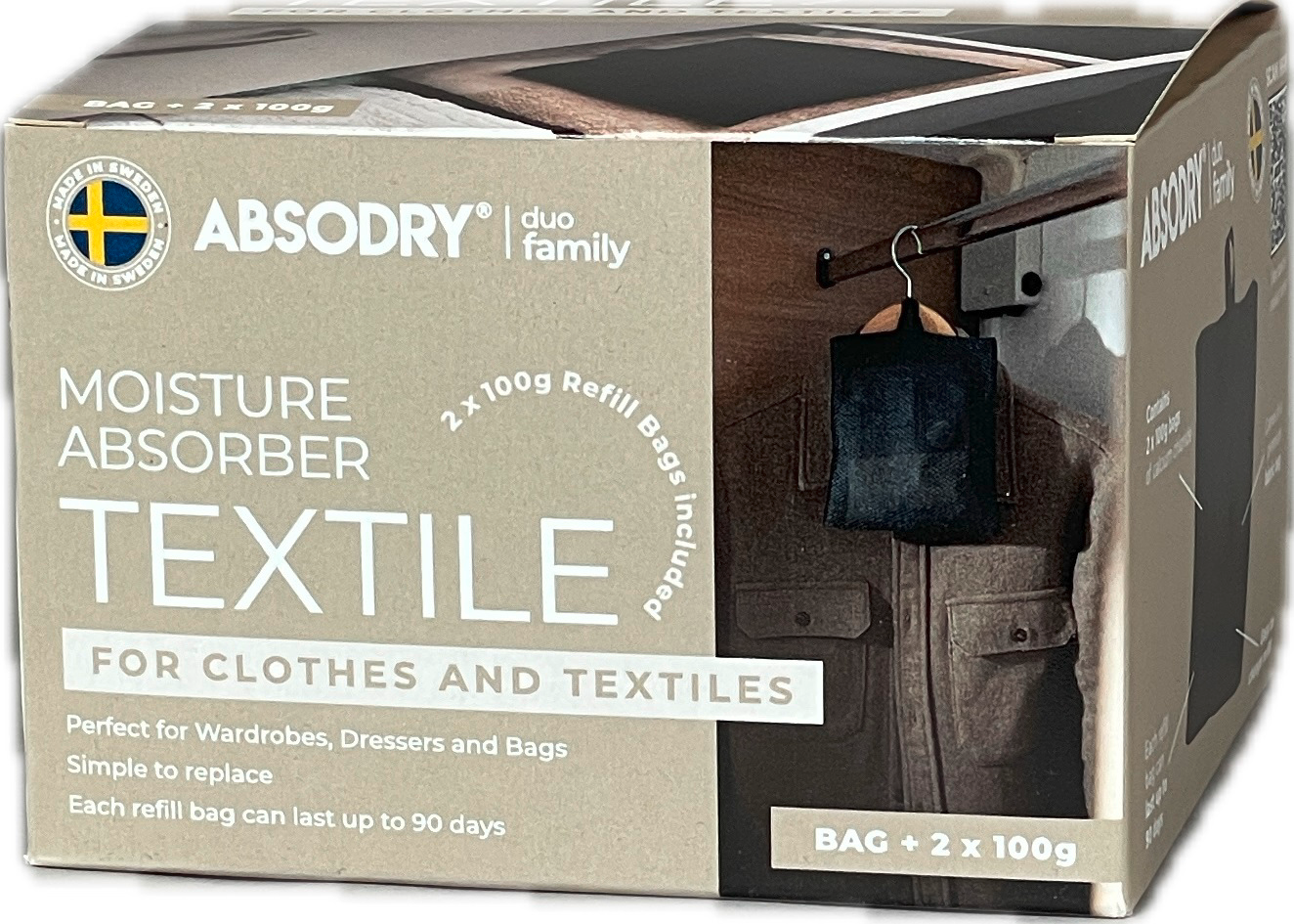 Absodry Duo Family Entfeuchter für Kleidung und Textilien mit 2 x 100