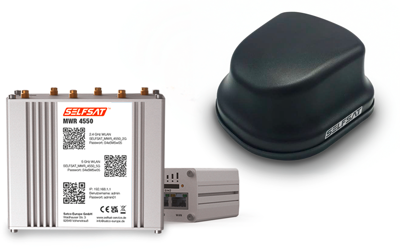 Selfsat 4G / LTE & WLAN Internet Router MWR 4550 Komplettset bis 300 Mbps inkl. 4G / 5G ready Dachantenne
