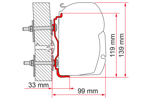 Fiamma Hymer ab 2016 Markisenadapter für Fiamma F45