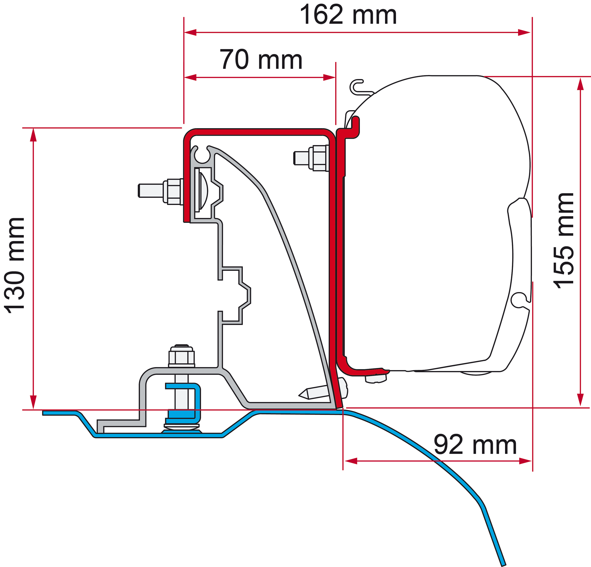 Fiamma Kit Fiat Ducato H2 Roof Rail - Alu-line Style Markisenadapter für Fiamma
