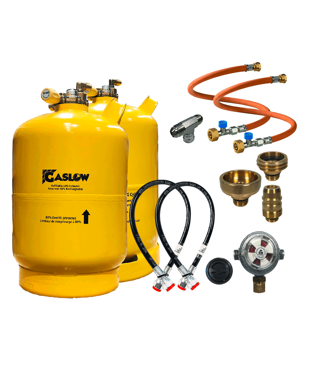 Gaslow LPG Doppelzylinder Kit mit Einfüllstutzen 6 kg und 11 kg
