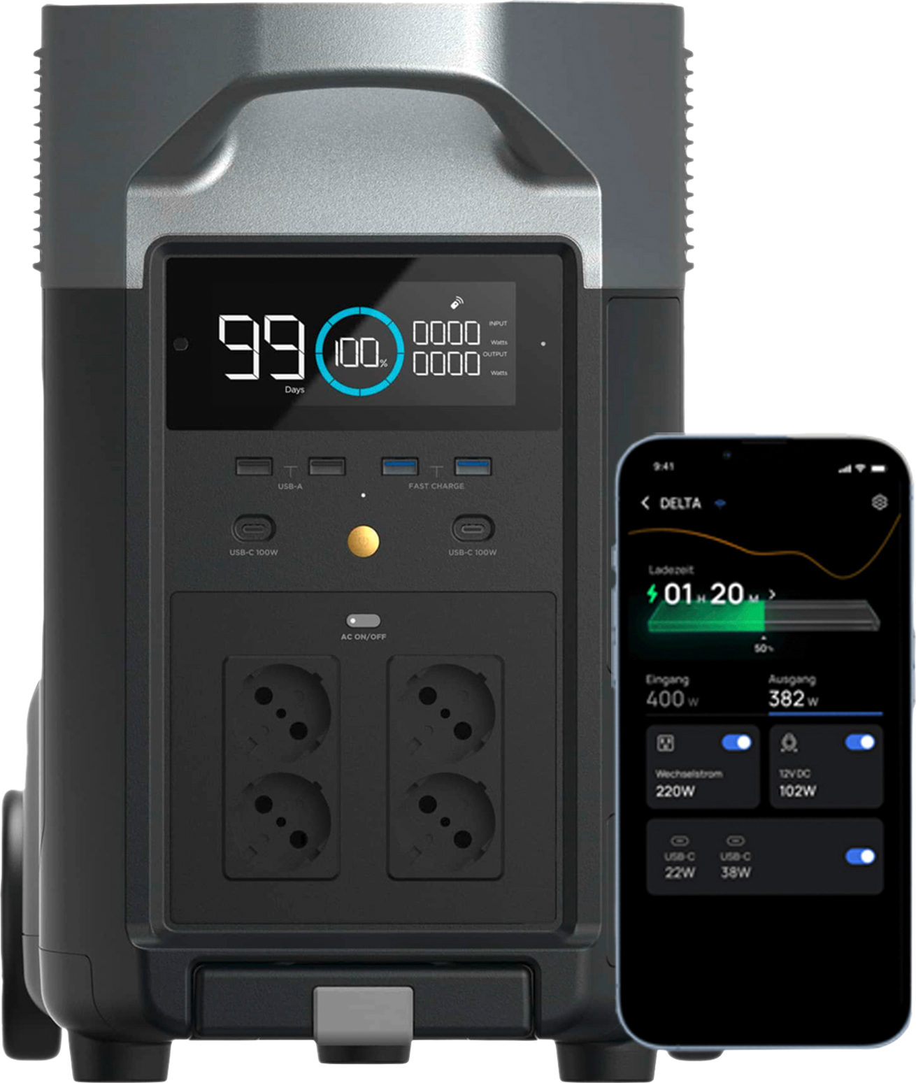 EcoFlow Delta Pro Tragbare Powerstation 3,6 kWh 3.600