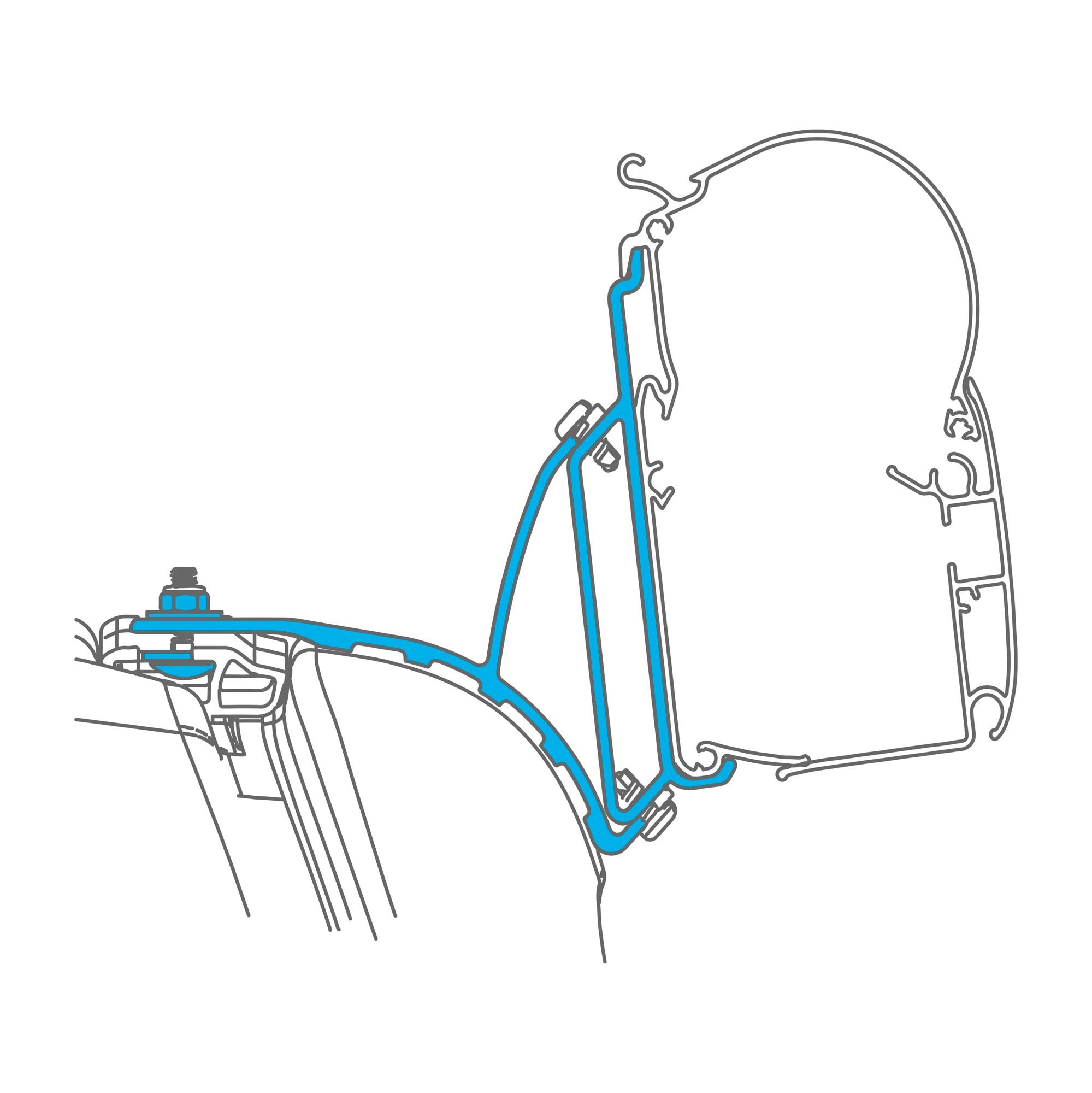 Dometic Wandmarkisenadapter PerfectWall Adapter 040 für VW T5/T6 Multivan