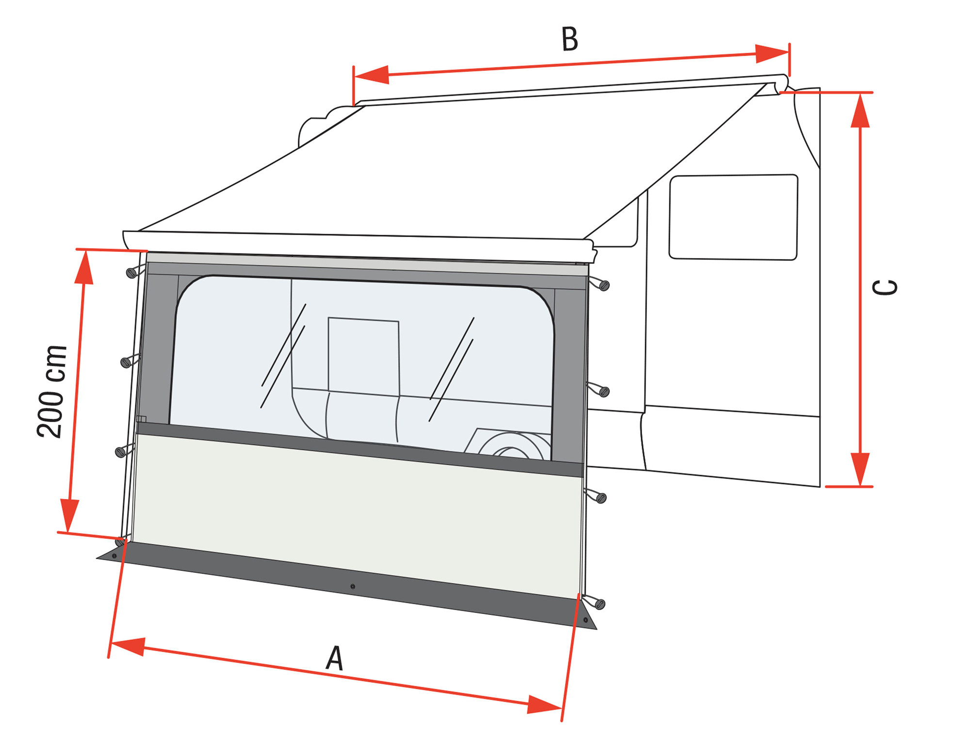 Fiamma Blocker Pro Vorderwand mit großem Fenster 500 - Markisenvorzelte & Wände