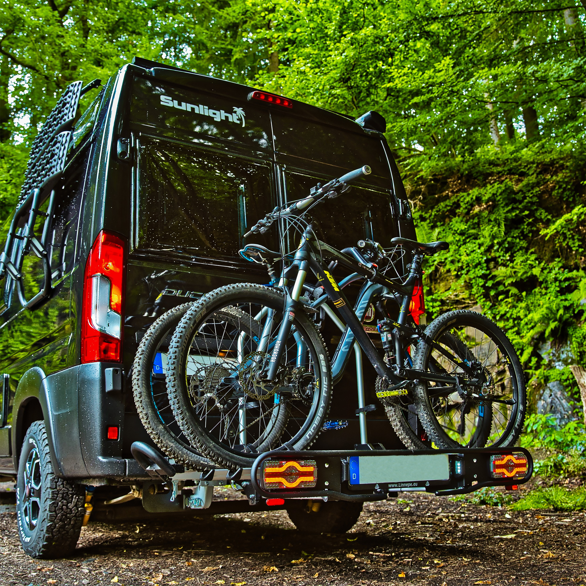 Linnepe GiroVan Heckträger für Fiat Ducato X250 für 2 E-Bikes bis 80 kg geeignet bis 6 Meter Gesamtlänge - Heck-Fahrradträger