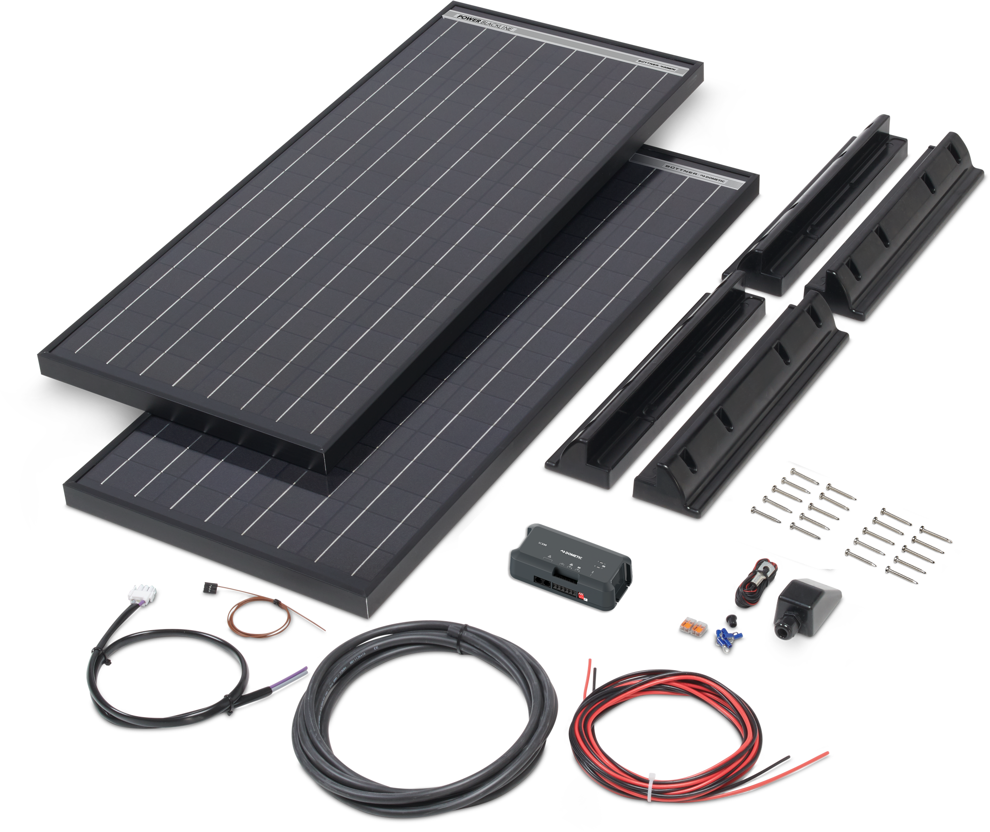 Büttner Elektronik Solar-Komplettanlage Power Blackline Solar Kit MT 200 / 2 x 100 W - Solar-Komplettsets von Büttner Dometic