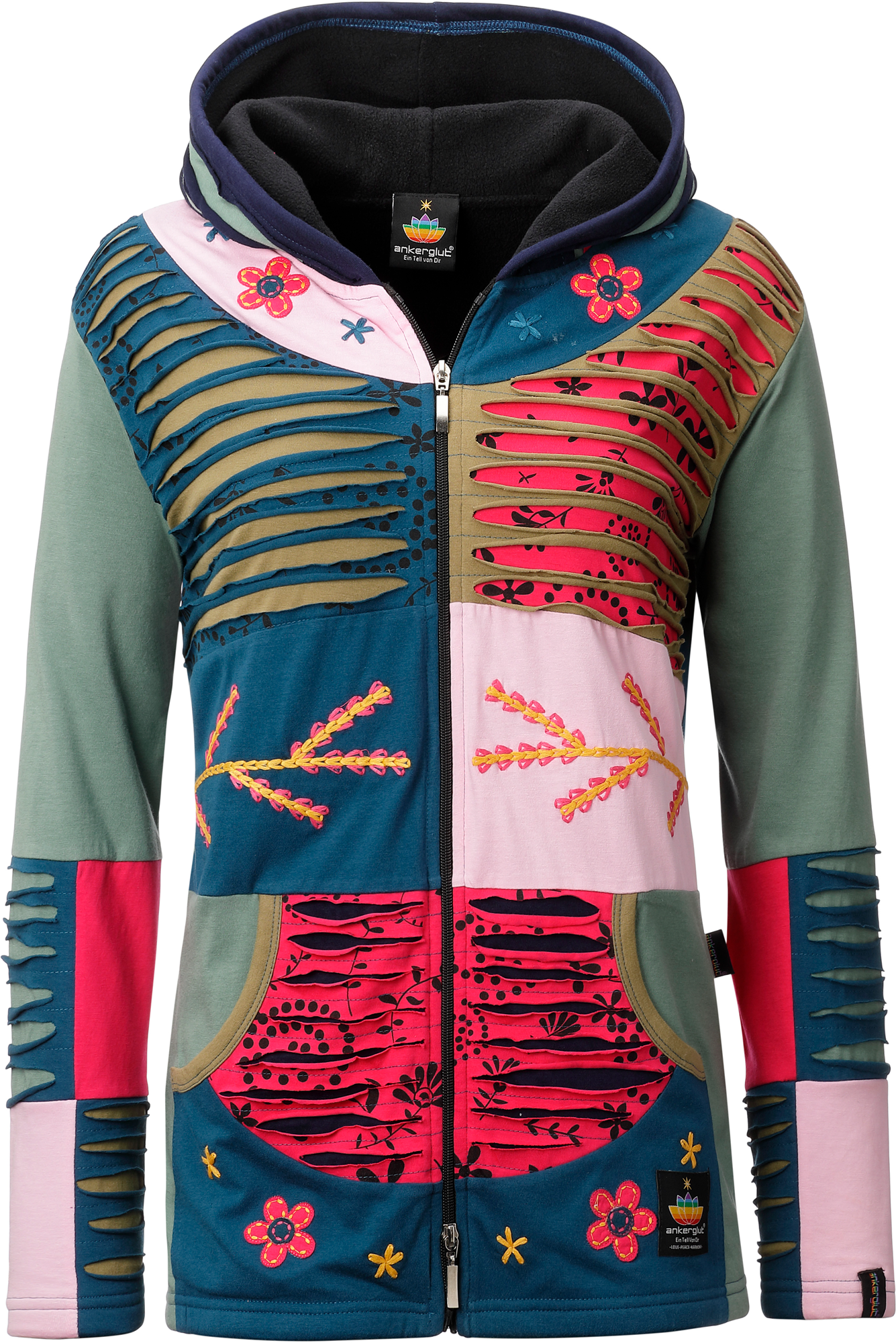 Ankerglut Ankerglutsonne Damen Patchwork Jacke olive 44 - Damenjacken