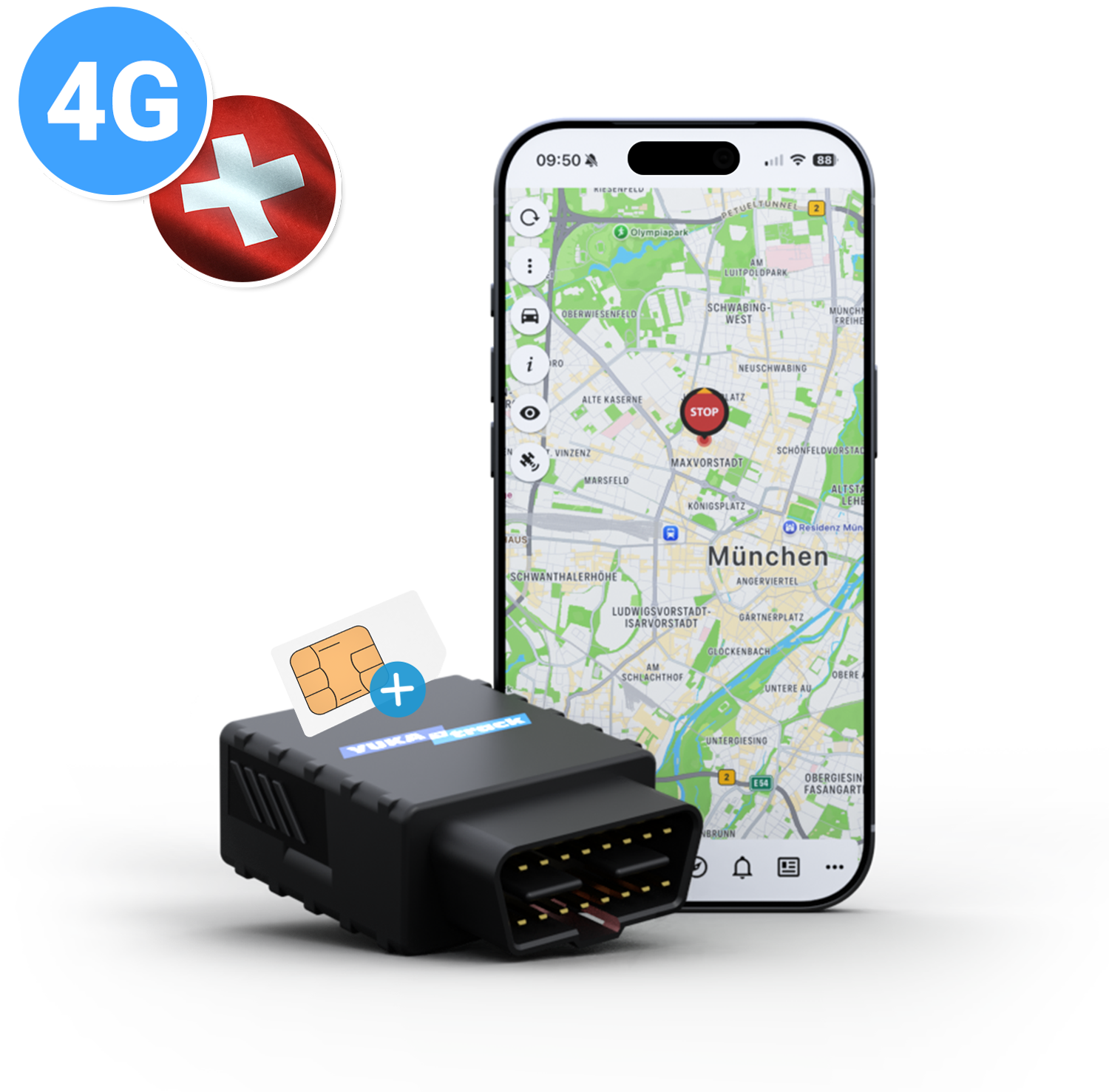 YUKAtrack AIO GPS OBD2 4G Car Tracker with SIM + Data Flat
