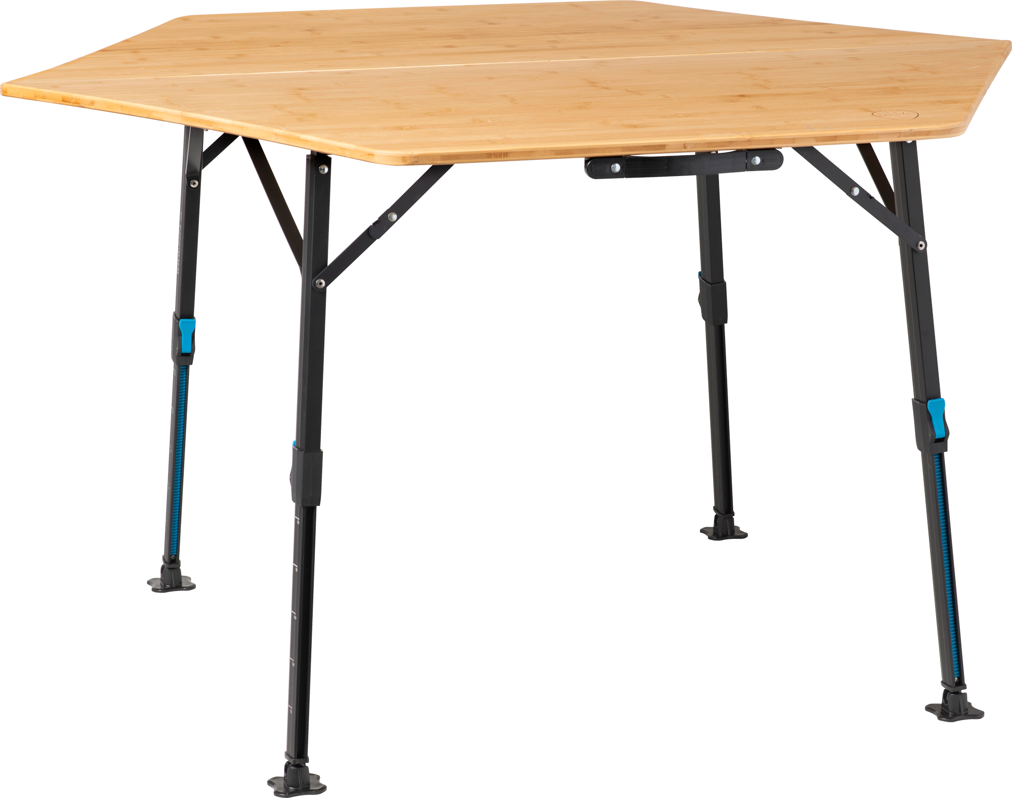 Defa Campingtisch Bambus sechseckig höhenverstellbar 120 x 70