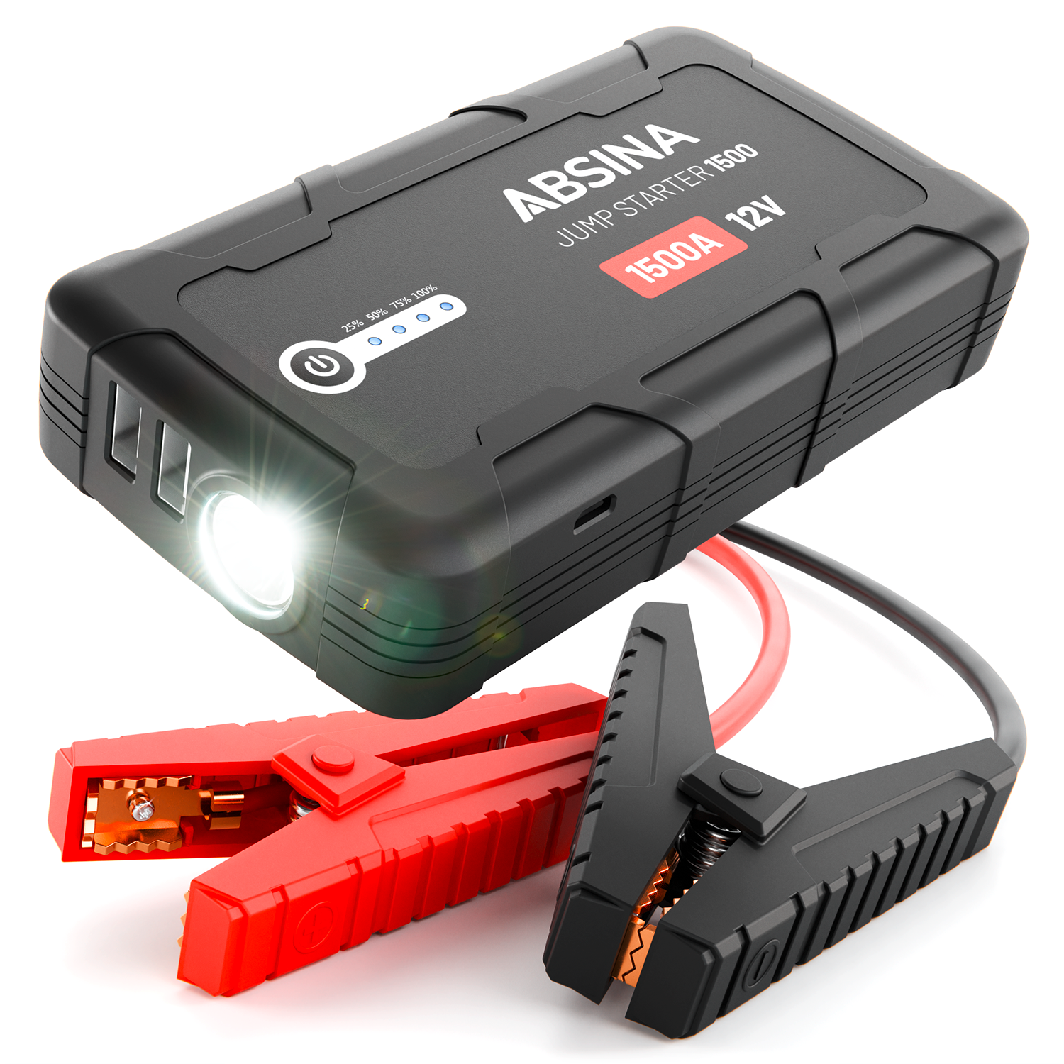 Absina 1500A Starthilfe Powerbank 12V für Fahrzeuge mit bis zu 6 L Benzin/4 L