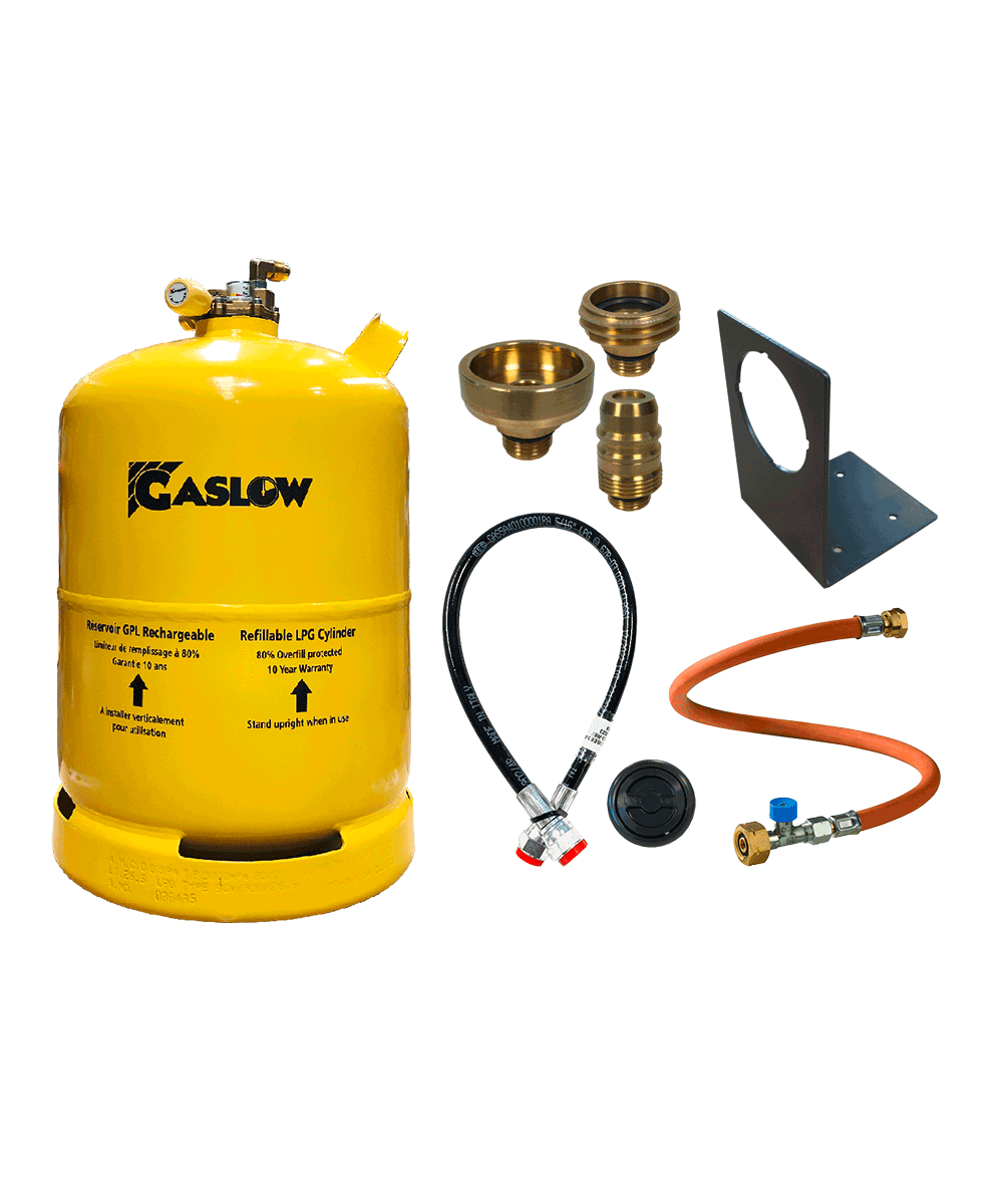 Gaslow LPG Zylinder-Kit mit Einfüllstutzen und Stutzenhalterung 11 kg