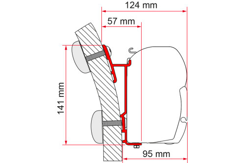 Fiamma Hymer S/E Klasse Markisenadapter für Fiamma F45