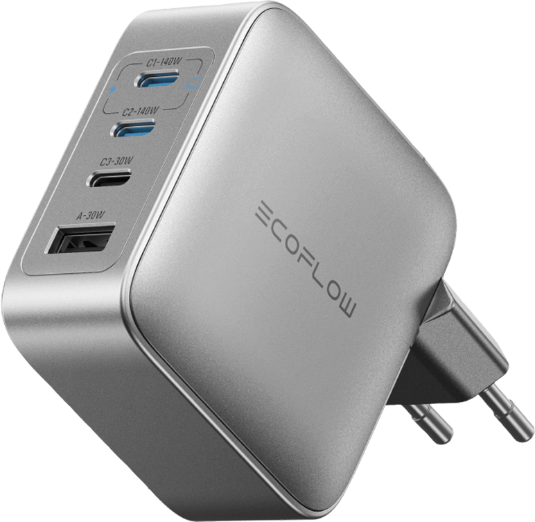 EcoFlow Rapid Pro Ladegerät 140 W mit 3 x USB-C / 1x USB-A Ports - Batterie-Ladegeräte