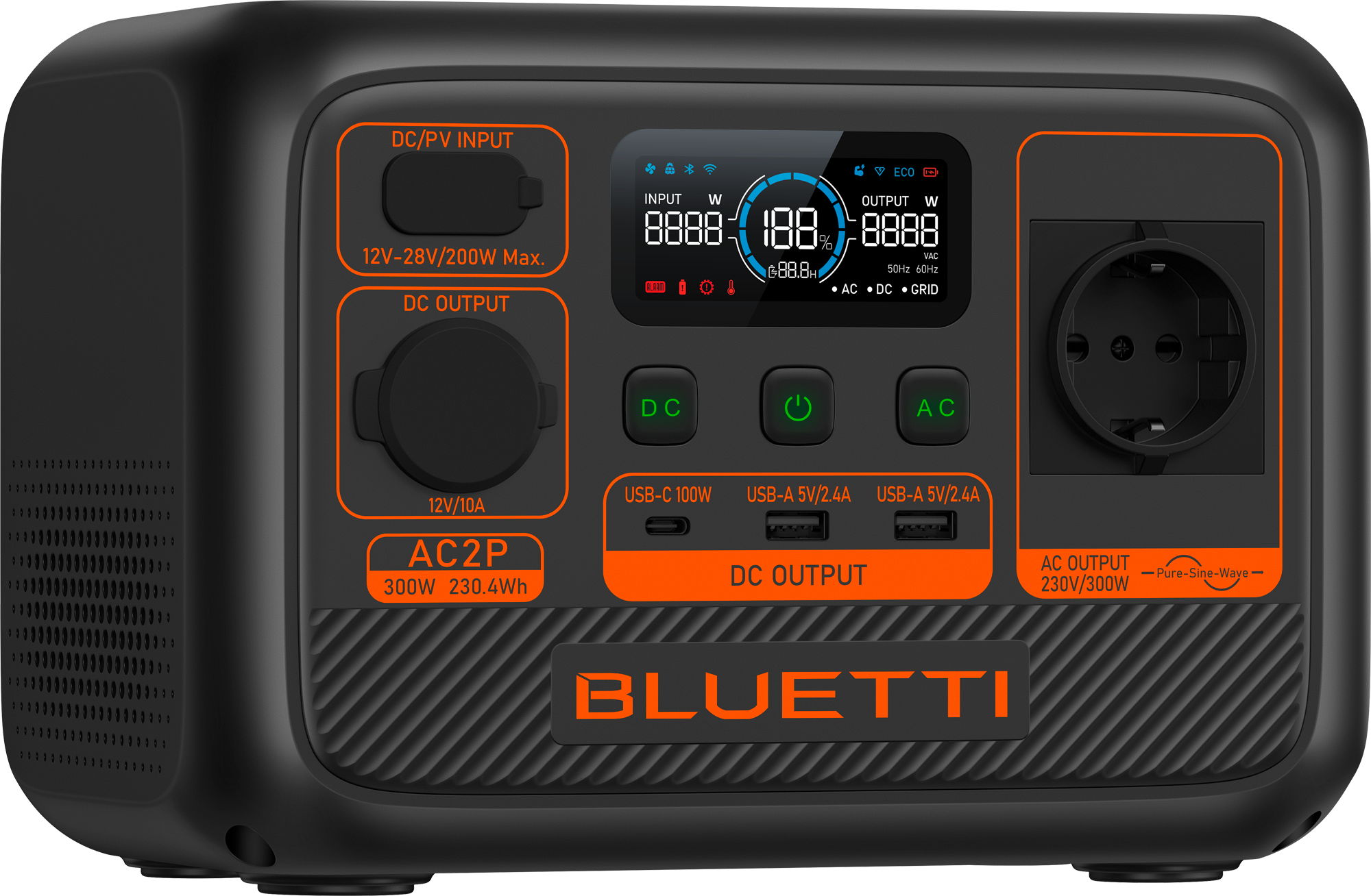 Bluetti AC2P-Black-EU tragbare Powerstation 300 W - Powerstations
