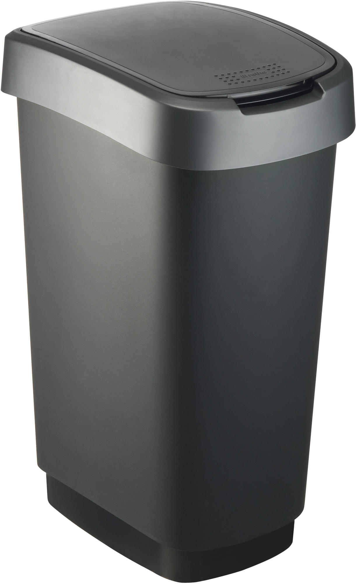 ROTHO Mülleimer TWIST Abfalleimer 50l - 2-in-1 Deckel - ideal zur Mülltrennung zuhause, Sticker-Set für Mülltrennung