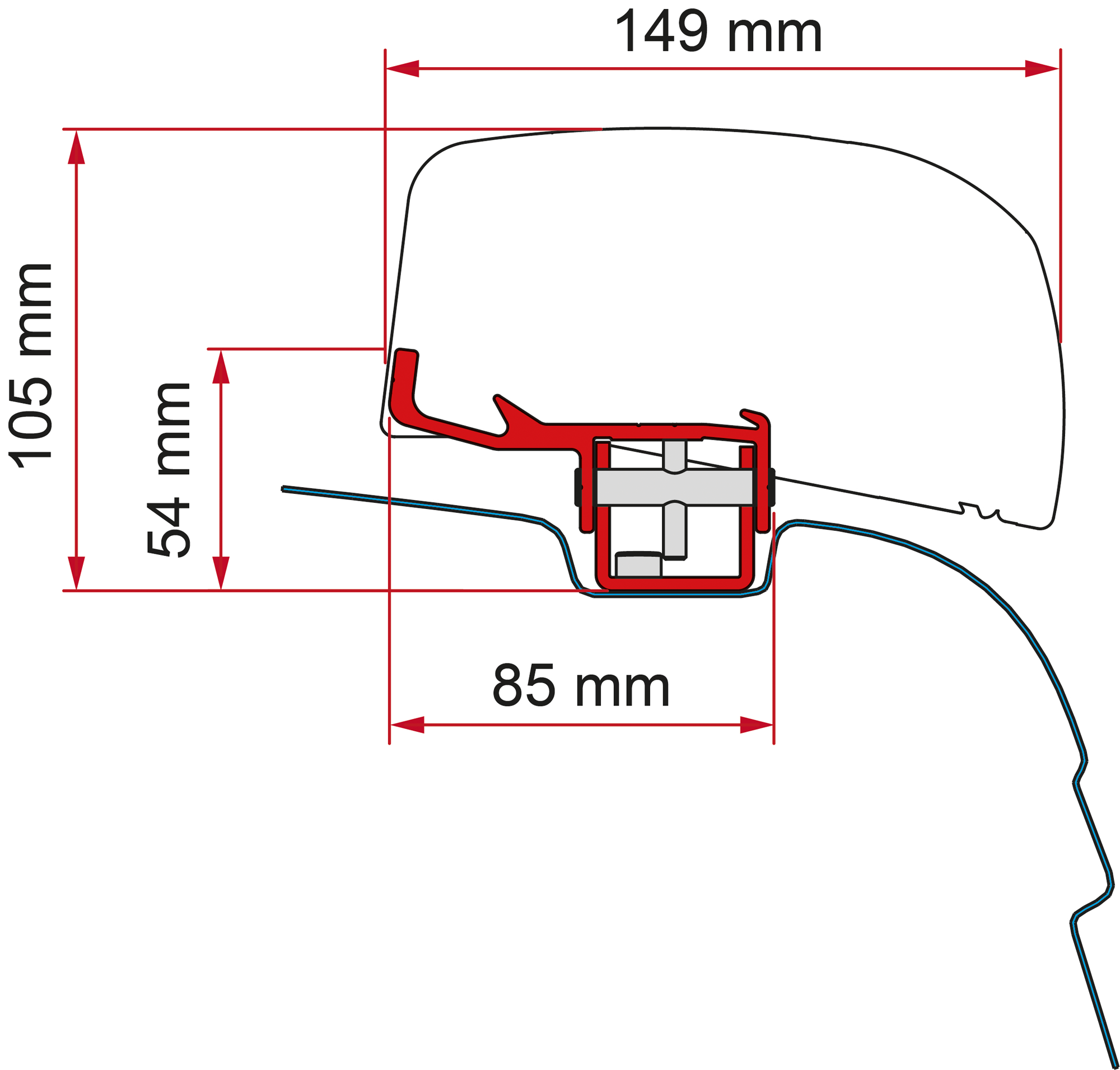 Fiamma Kit VW T5 / T6 RHD Markisenadapter für Fiamma F40van