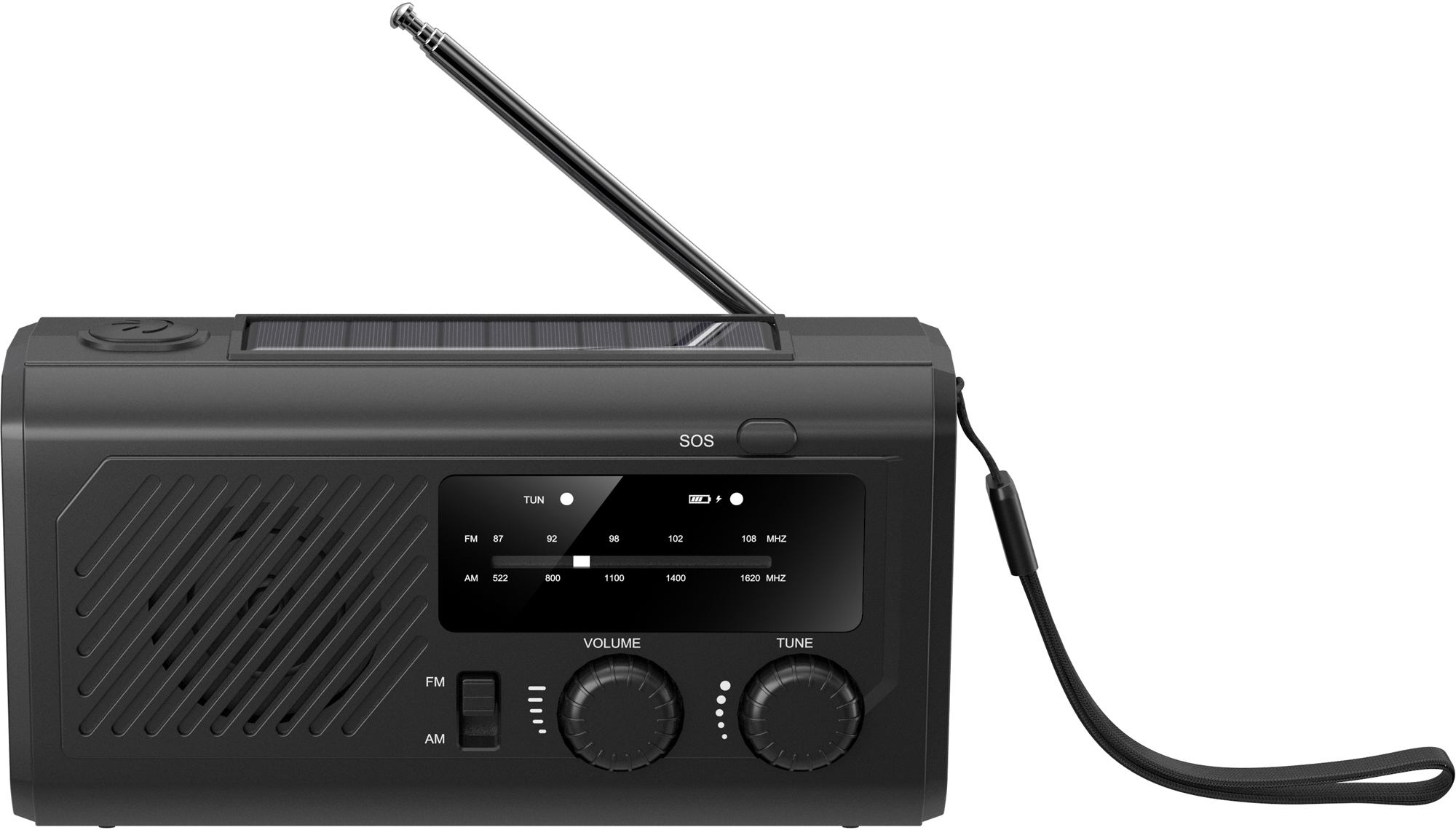 Reflexion TRA2755 SOS Notfallradio mit UKW/AM, Kurbel und Solar schwarz - Camping-Radio