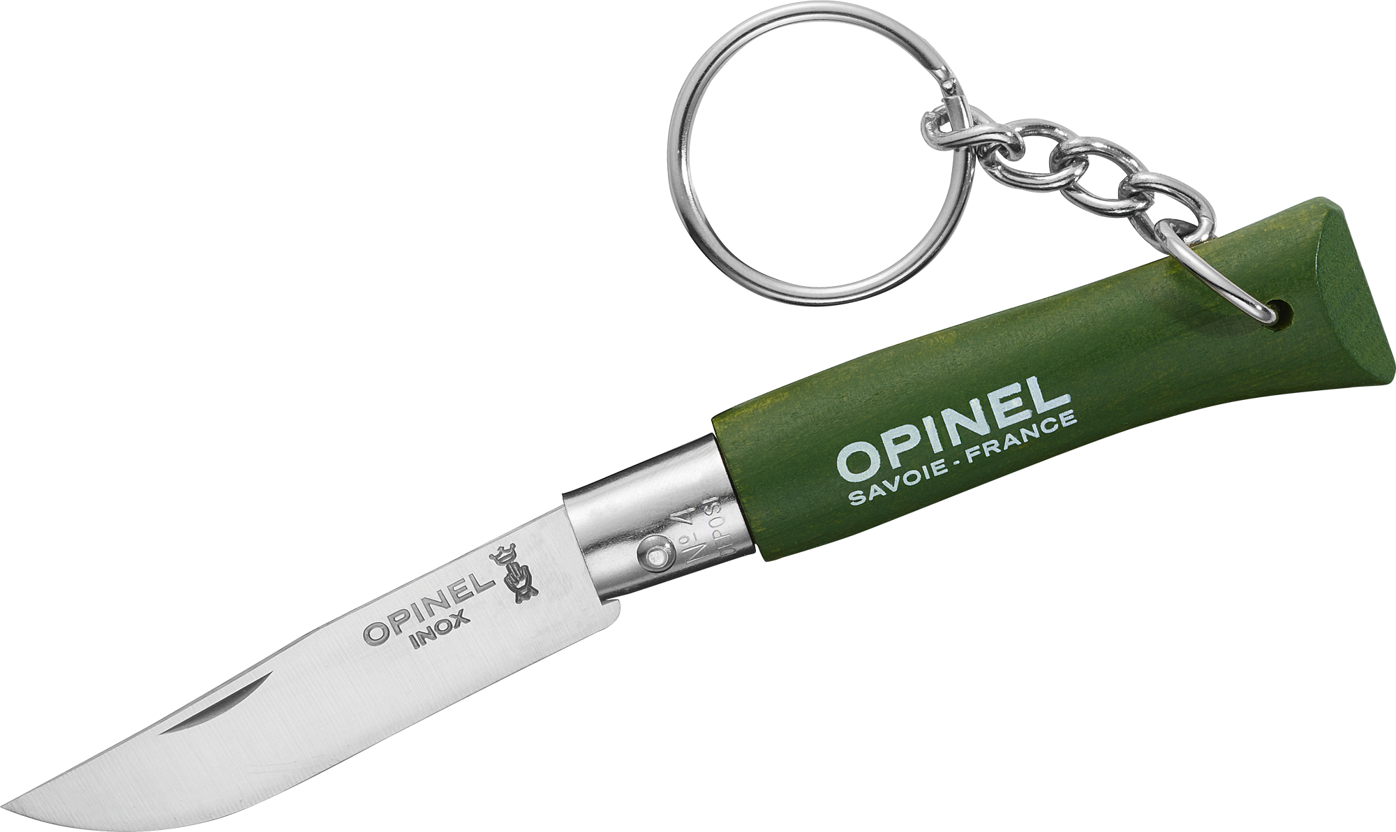 Opinel N°04 Taschenmesser mit Schlüsselanhänger Klingenlänge 5 cm khaki
