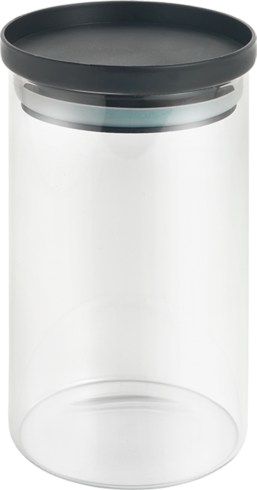 Metaltex  Aroma Line Vorratsdosen rund aus Glas mit Silikondeckel 1000 ml - Lebensmittelbehälter / Vorratsdosen
