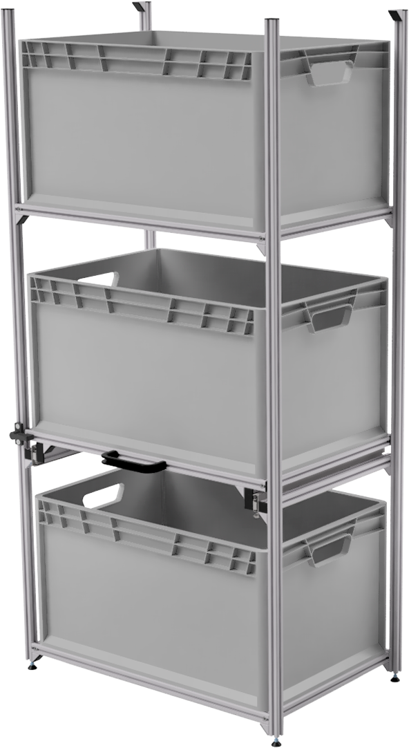 SYS-RACK 64-L-RTR-1 Regalsystem mit Teleskopauszug für Heckgarage 69 x 41 x 130 cm