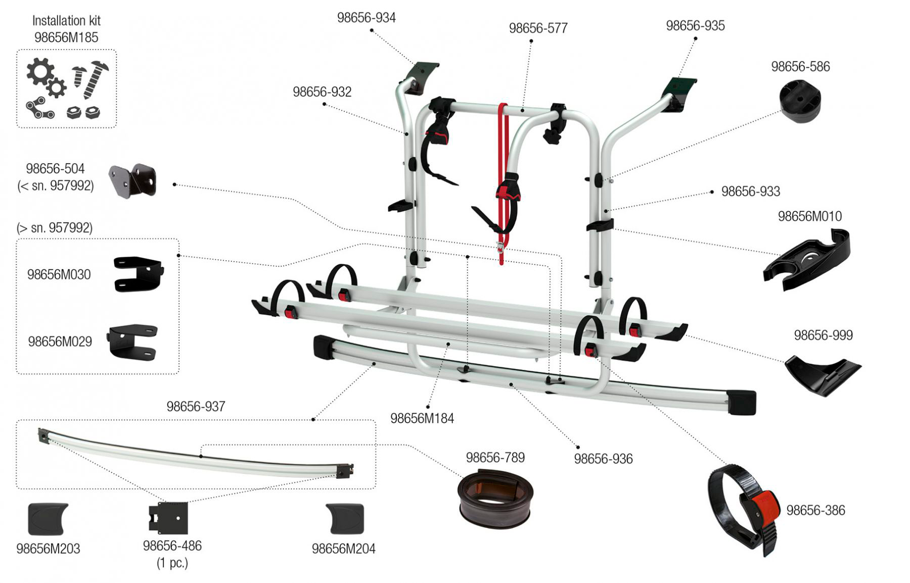 Fiamma Montagesatz für Carry Bike CB Ford Custom RS Fiamma Artikelnummer