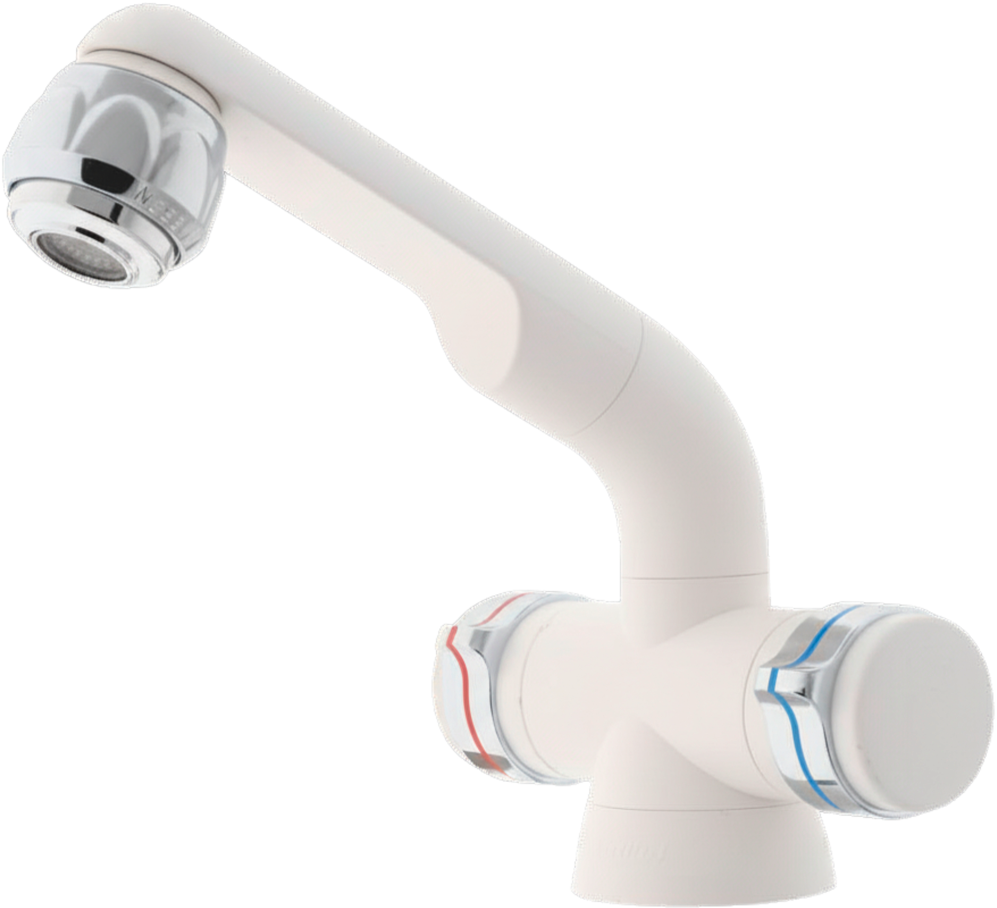 Barwig Compact Automatik Zweigriff-Mischarmatur Wasserhahn mit 10 mm Schlauch-Anschluss 12V weiß/chrom - Mischbatterien