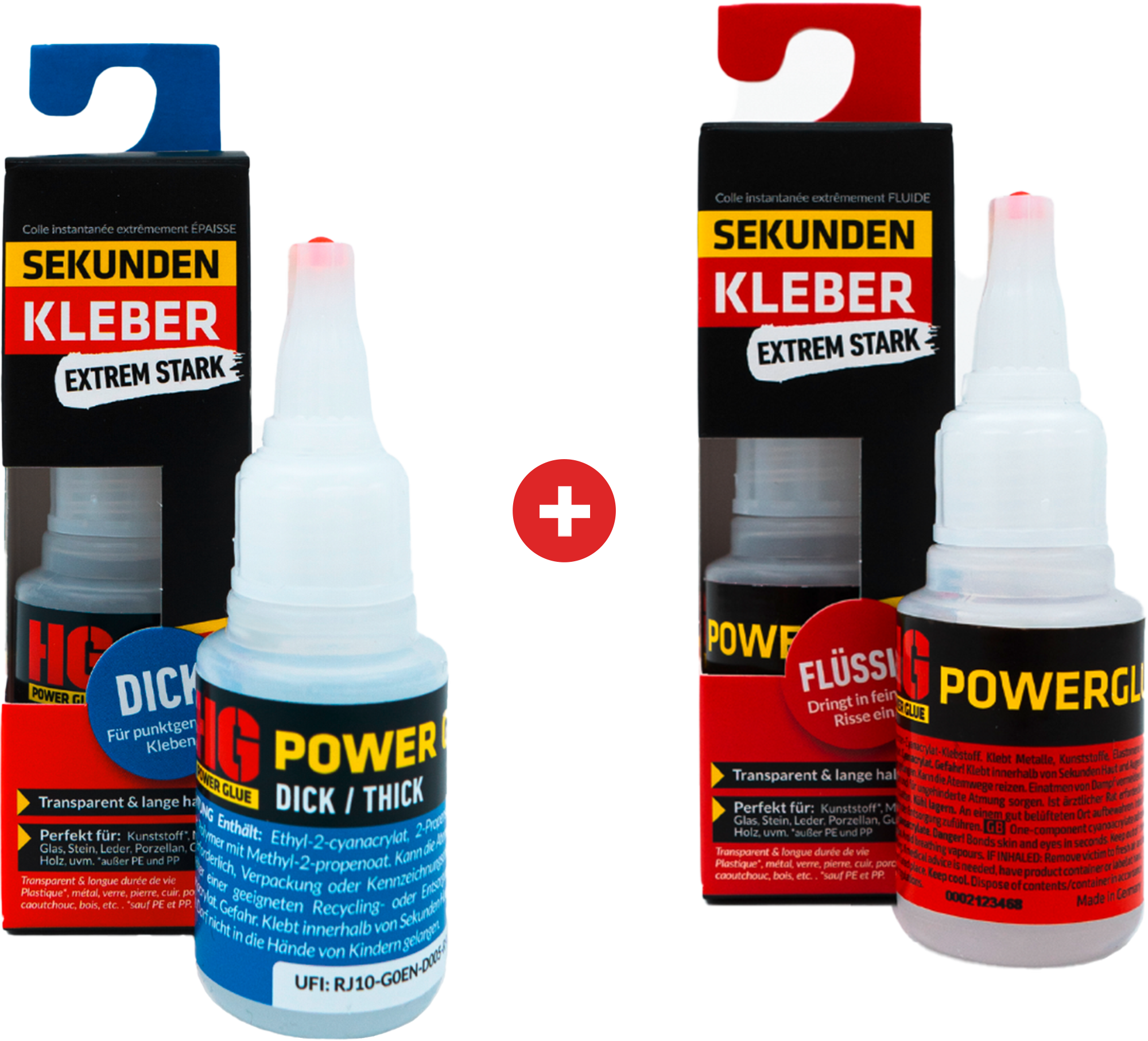 HG Power Glue Sekundenkleber Set 2-teilig dick und flüssig je 20
