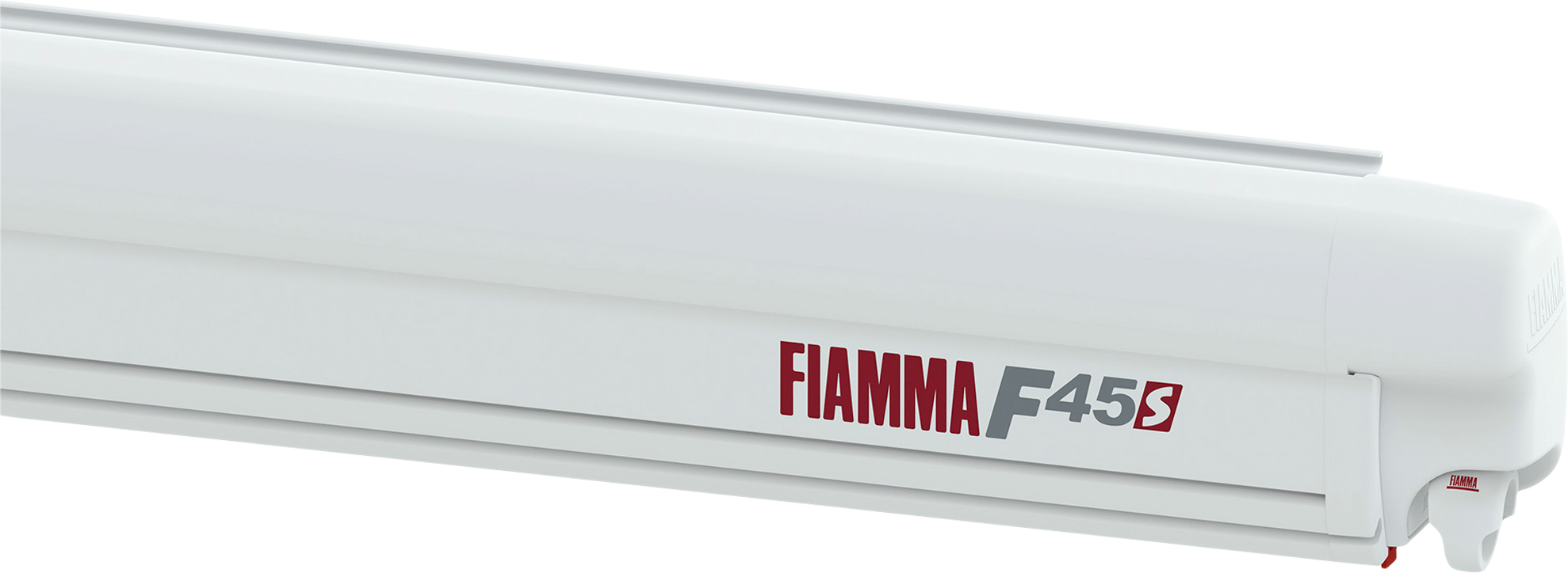 Fiamma F45s 400 Markise Rechtslenker Gehäusefarbe Polar White Tuchfarbe Royal Grey 400 cm