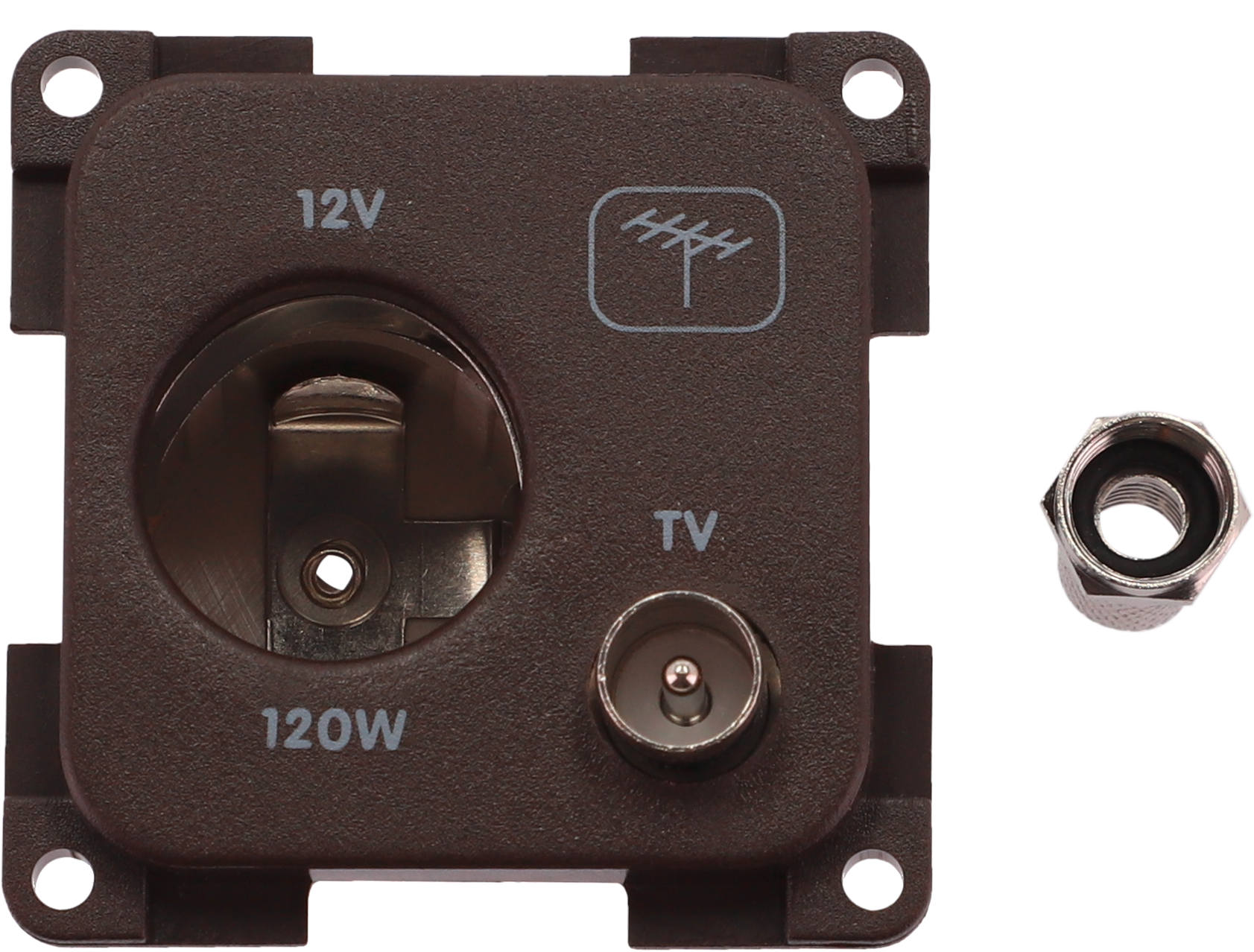 Inprojal System 10.000 Kombi Steckdose 12V mit TV 7 mm braun - 12 / 24 V Einbausteckdosen