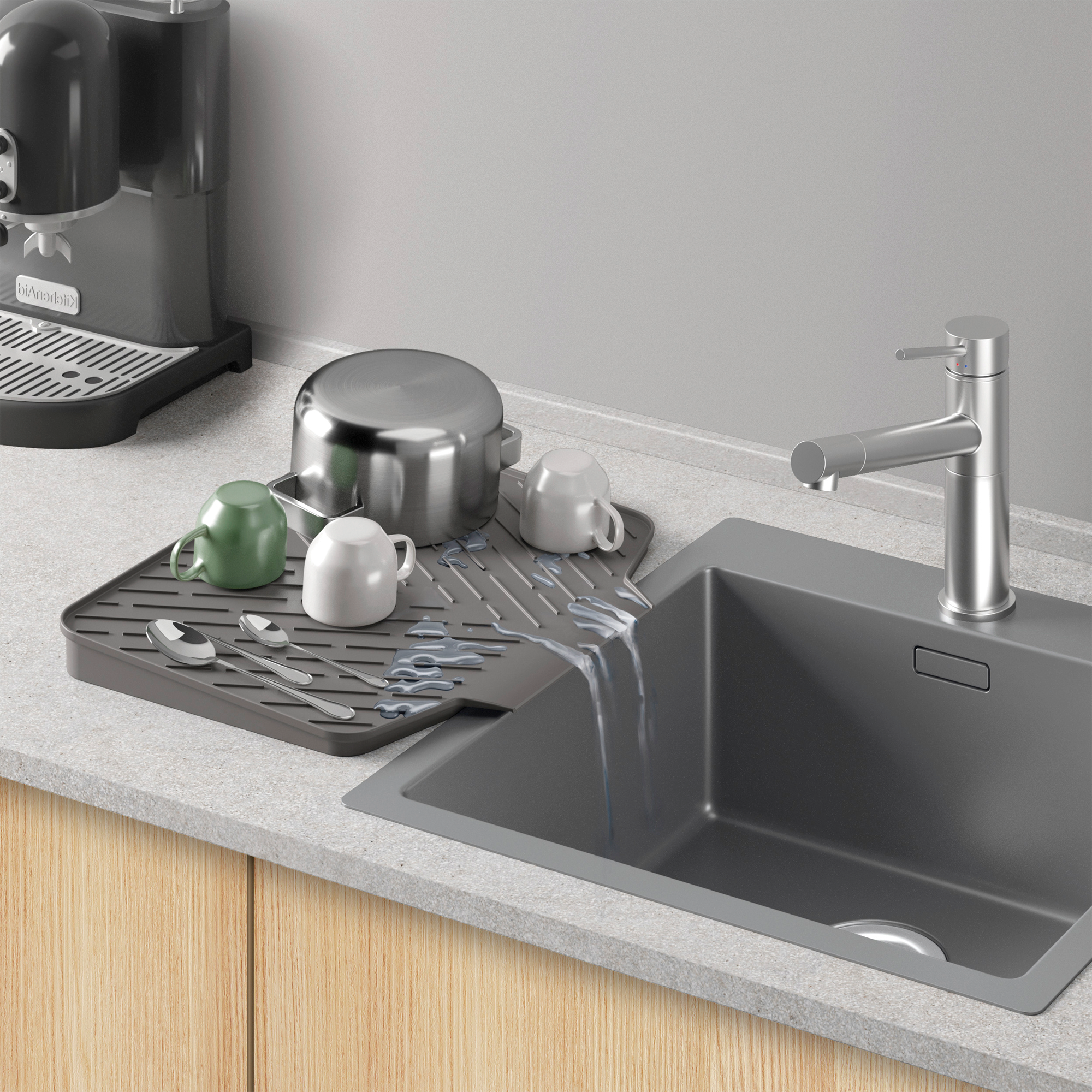 Metaltex Gravity-Duo Abtropfmatte beidseitig Verwendbar 40 x 33