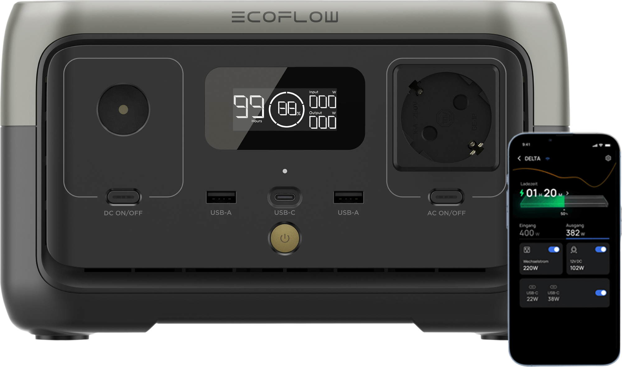 EcoFlow River 2 Tragbare Powerstation 256 Wh 300 W - Powerstations
