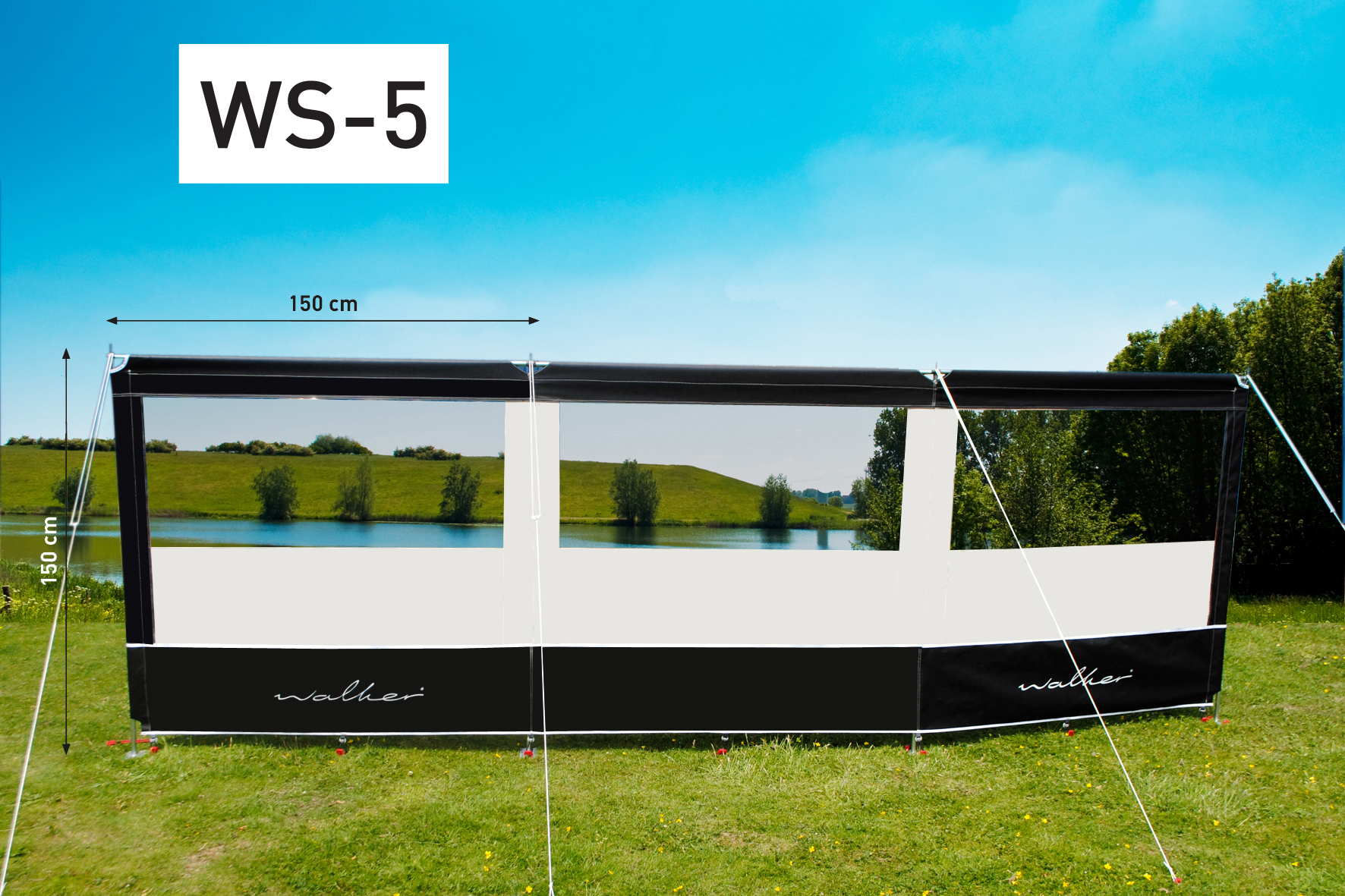 Walker Dreiteiliger Windschutz mit Alu Stangen WS-7 - Sichtschutz & Sonnenschirme