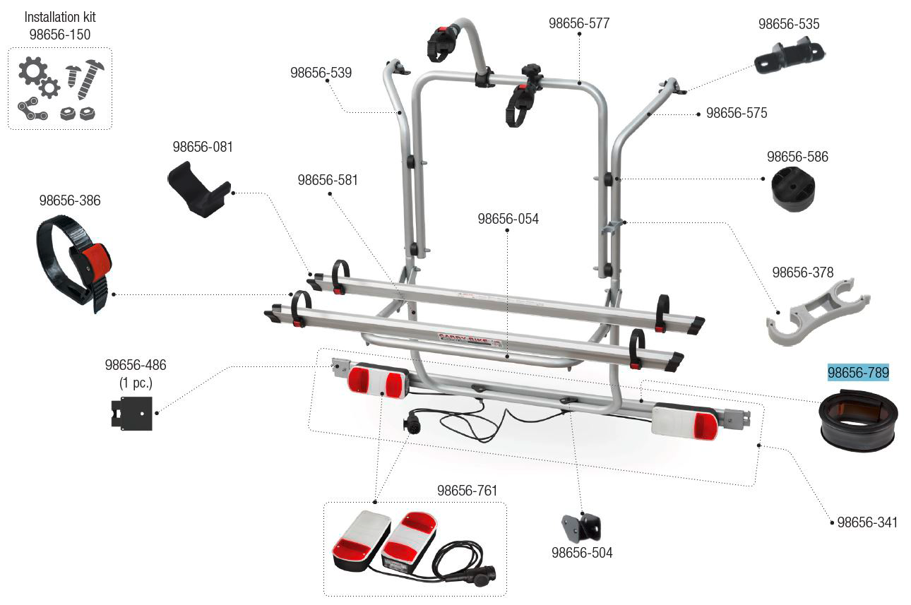 Fiamma Dichtungsgummi passend für Carry Bike V Class Premium / Lift E-Bike / Viano / Custom / Nugget / DJ / 200 DJ - Fiamma Ersatzteilnummer