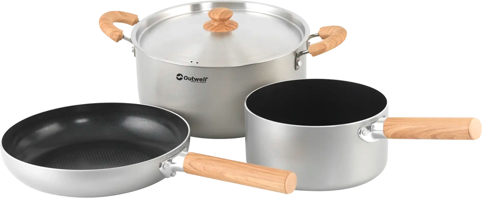 Outwell Feast Ceramic Set L Kochgeschirr-Set mit 5L Topf + Deckel , 2L Topf und große Pfanne induktionsfähig - Kochgeschirr-Sets