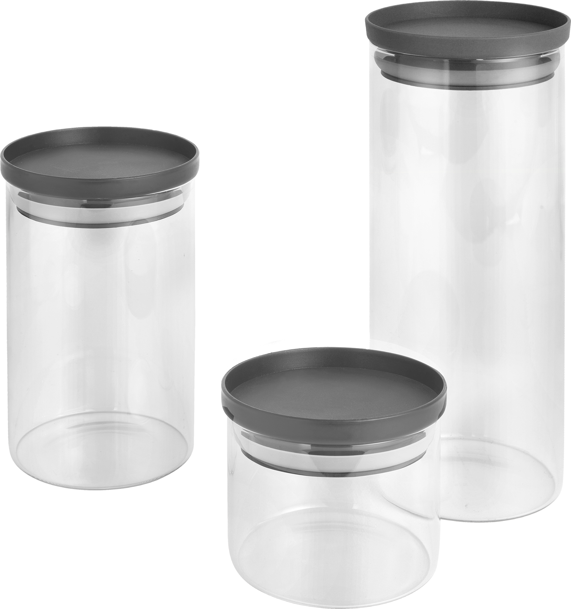 Metaltex Aroma Line Vorratsdosen rund aus Glas 3-er Set 450 / 1000 / 1500