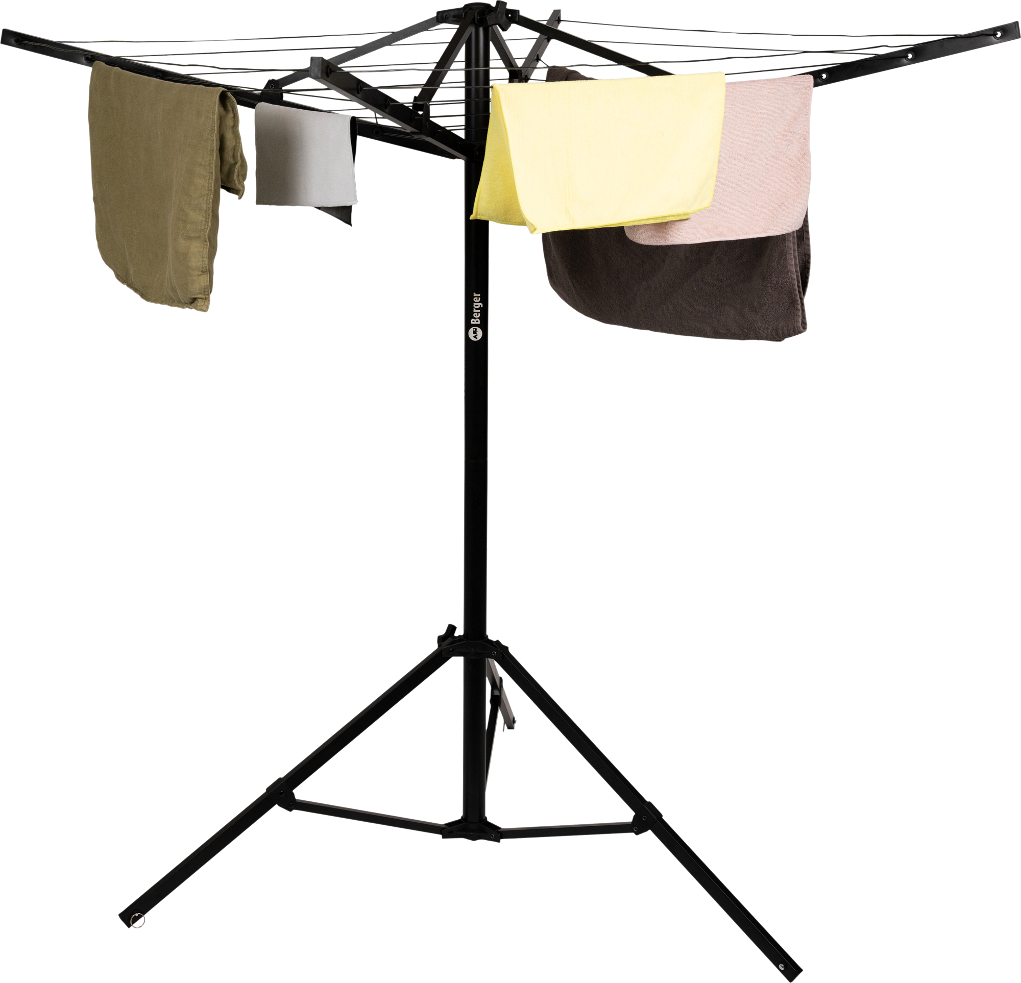 Berger Wäschespinne & Sat-Stativ inkl. Packsack schwarz